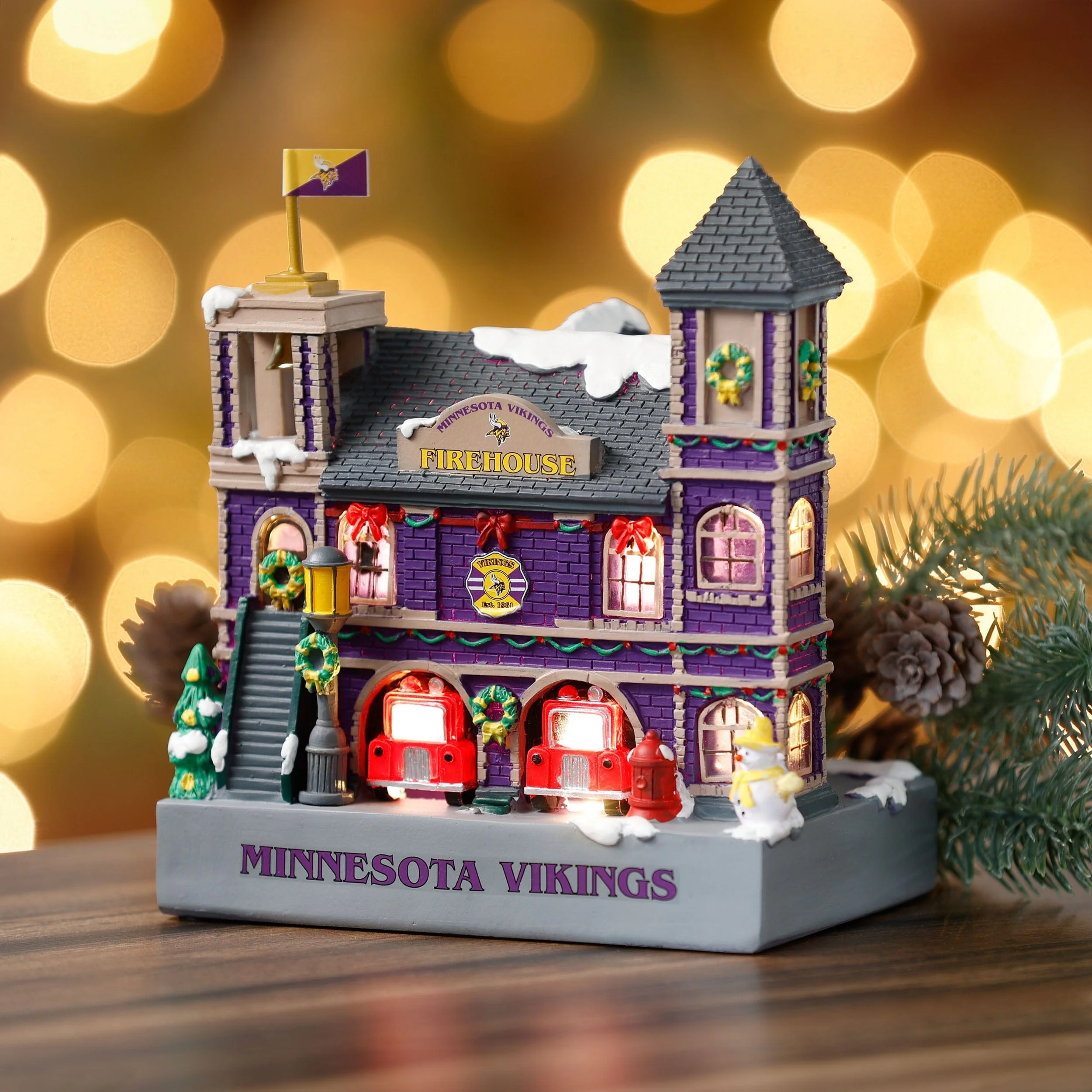 Minnesota Vikings Light Up Resin Team Firehouse - Image 2