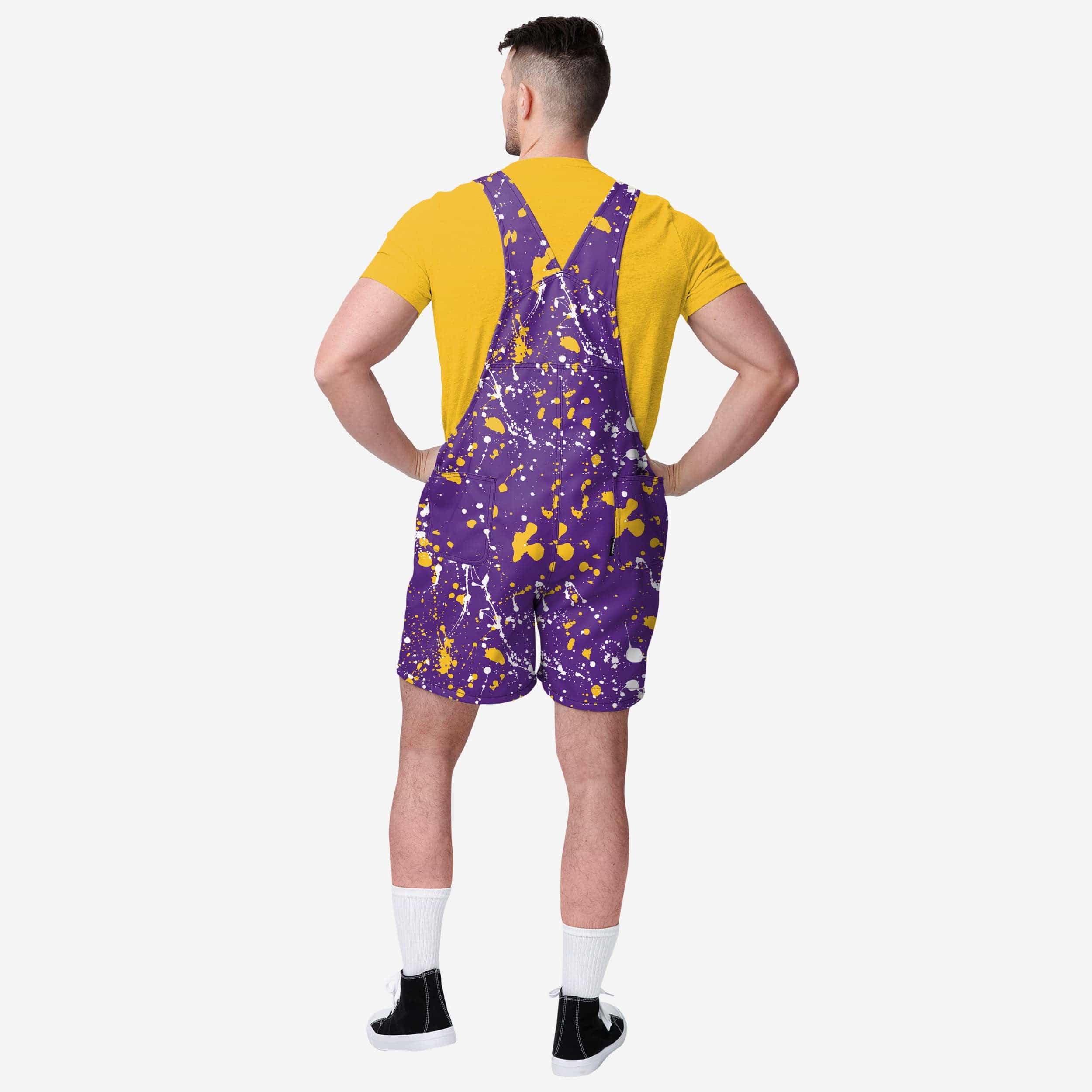 Minnesota Vikings Mens Paint Splatter Bib Shortalls - Image 2