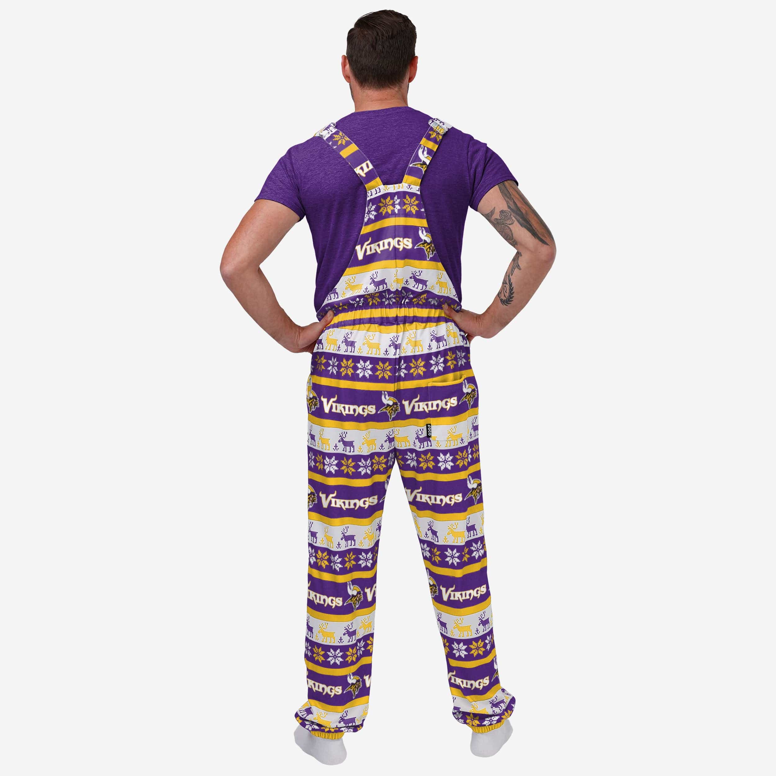 Minnesota Vikings Mens Ugly Home Gating Bib Overalls - Image 2