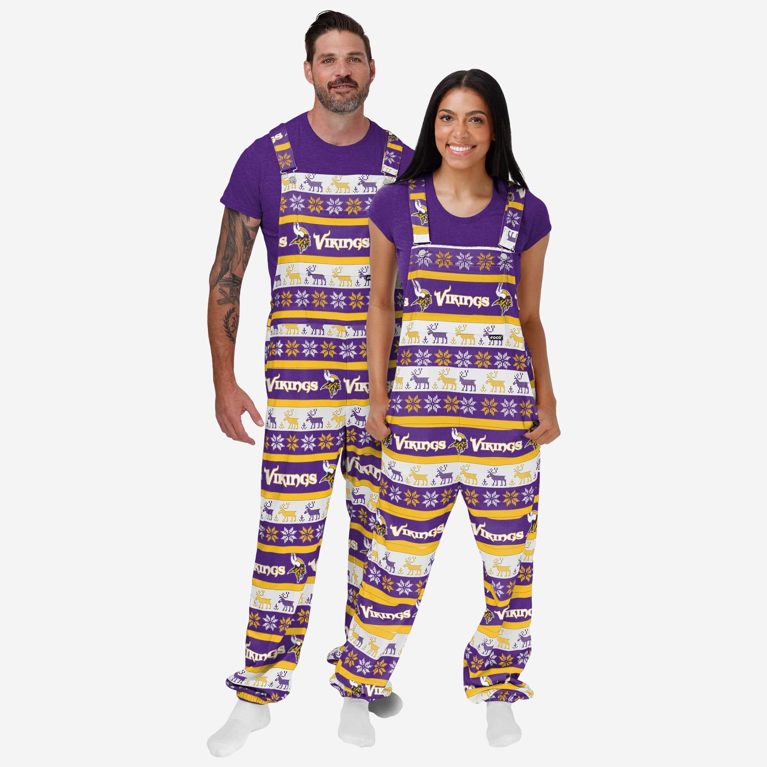 Minnesota Vikings Mens Ugly Home Gating Bib Overalls - Image 3