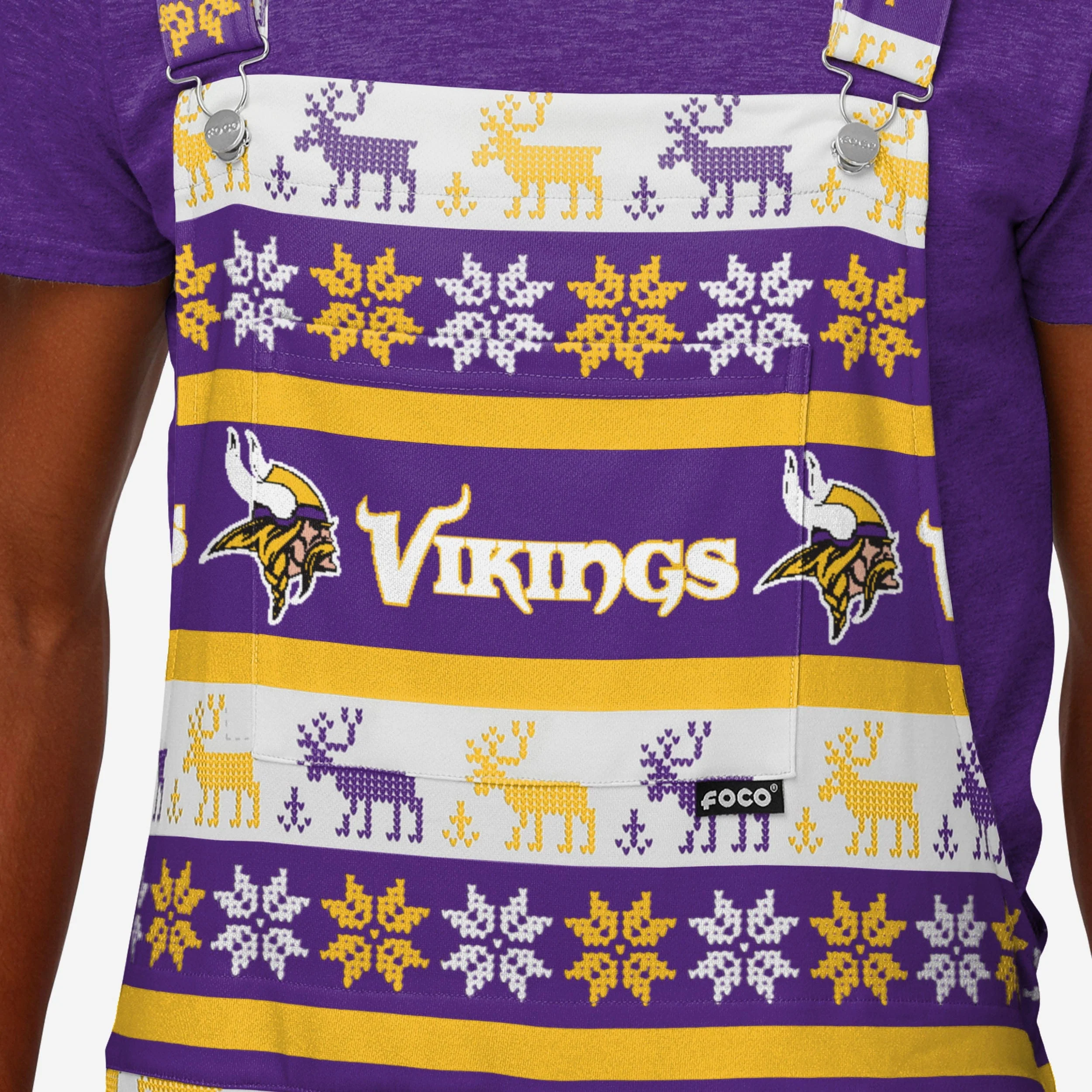 Minnesota Vikings Mens Ugly Home Gating Bib Overalls - Image 4
