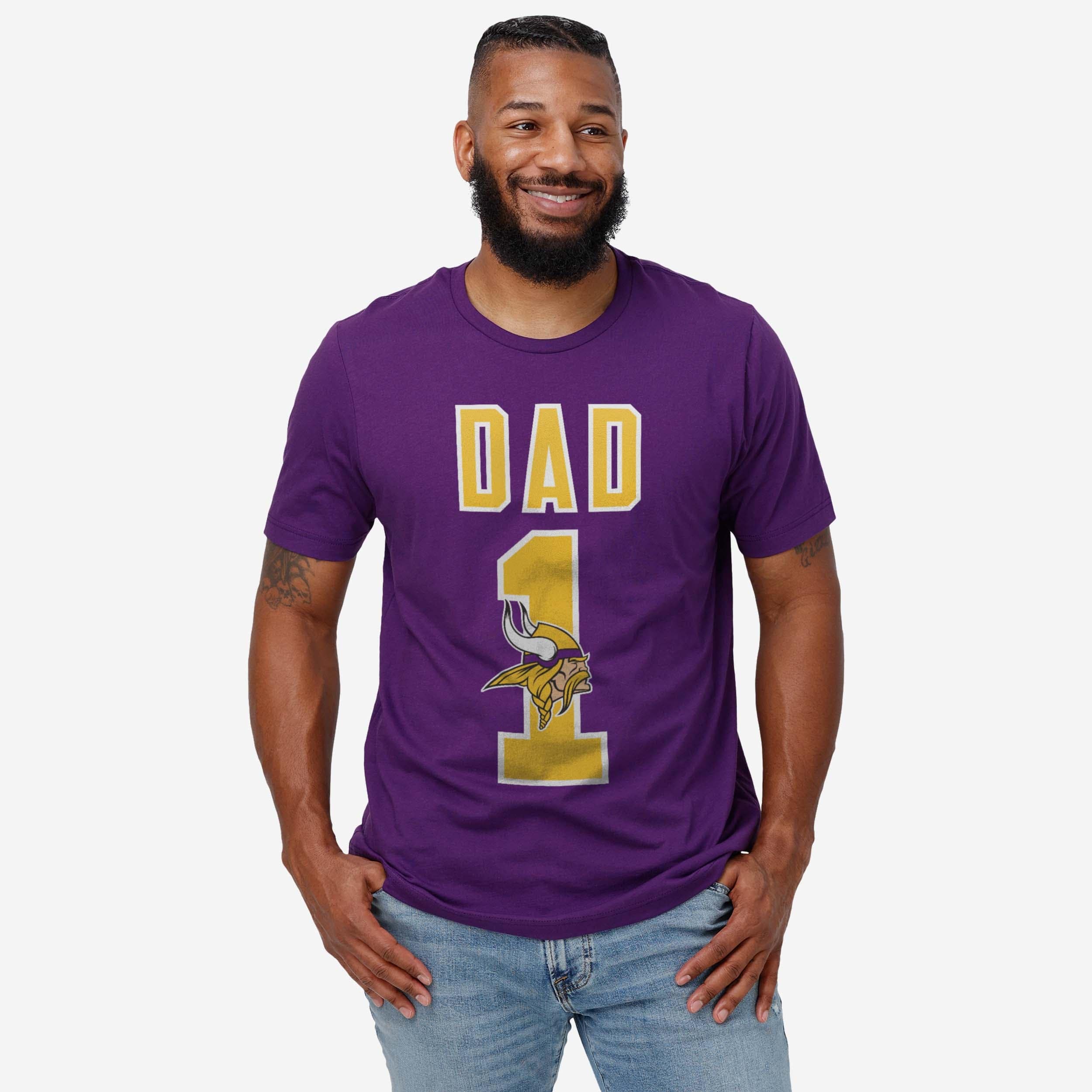 Minnesota Vikings Number 1 Dad T-Shirt - Image 2