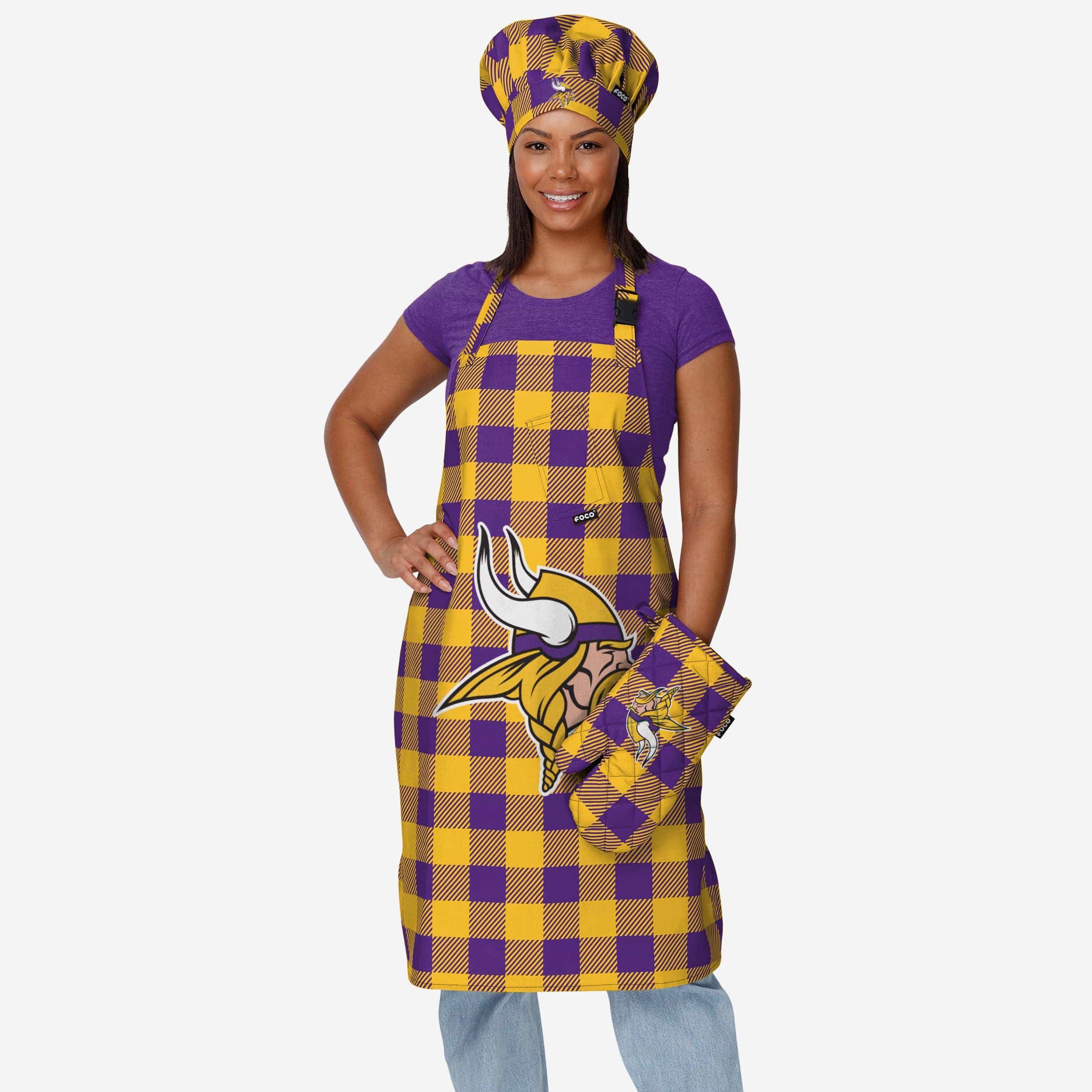 Minnesota Vikings Plaid Chef Hat - Image 2