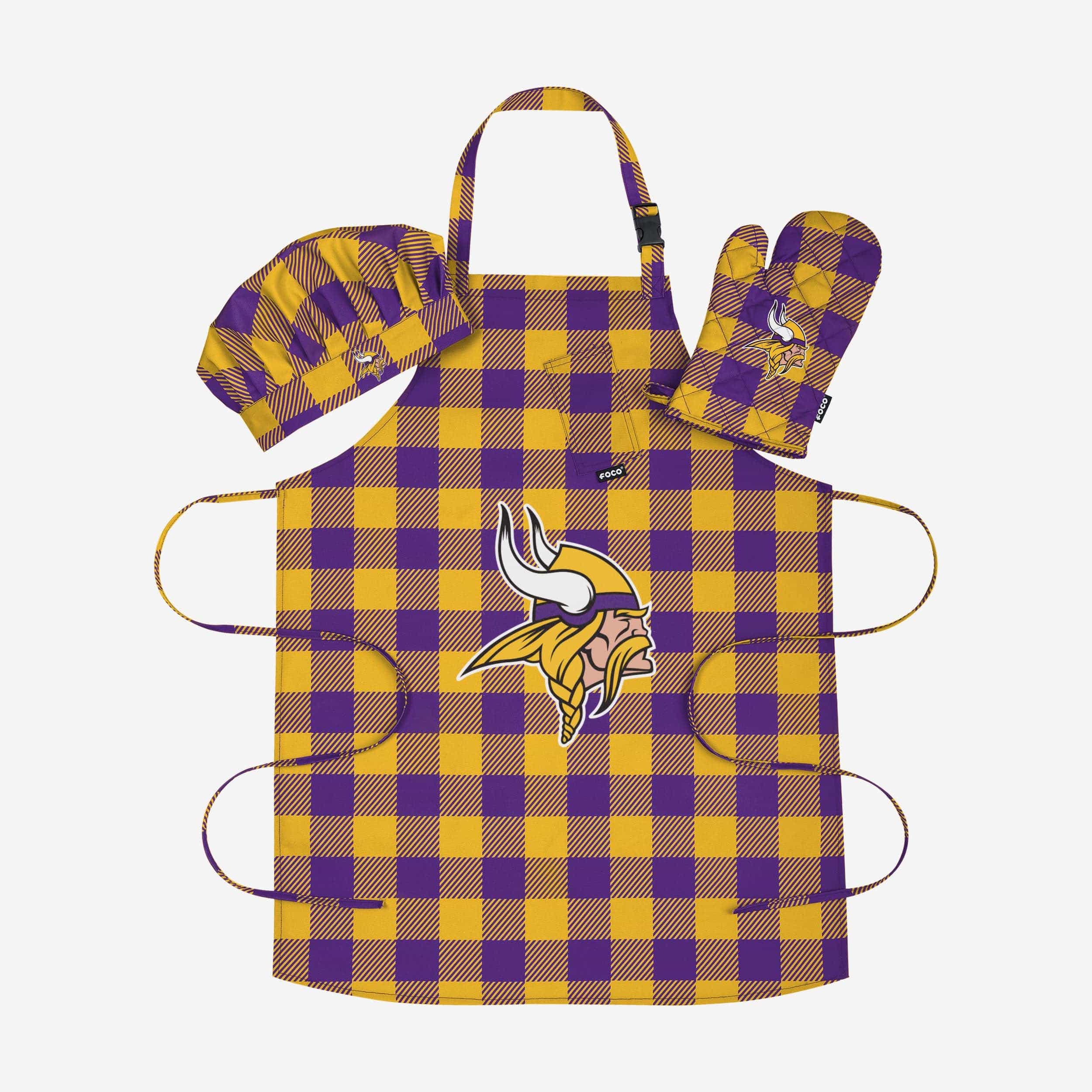 Minnesota Vikings Plaid Chef Set