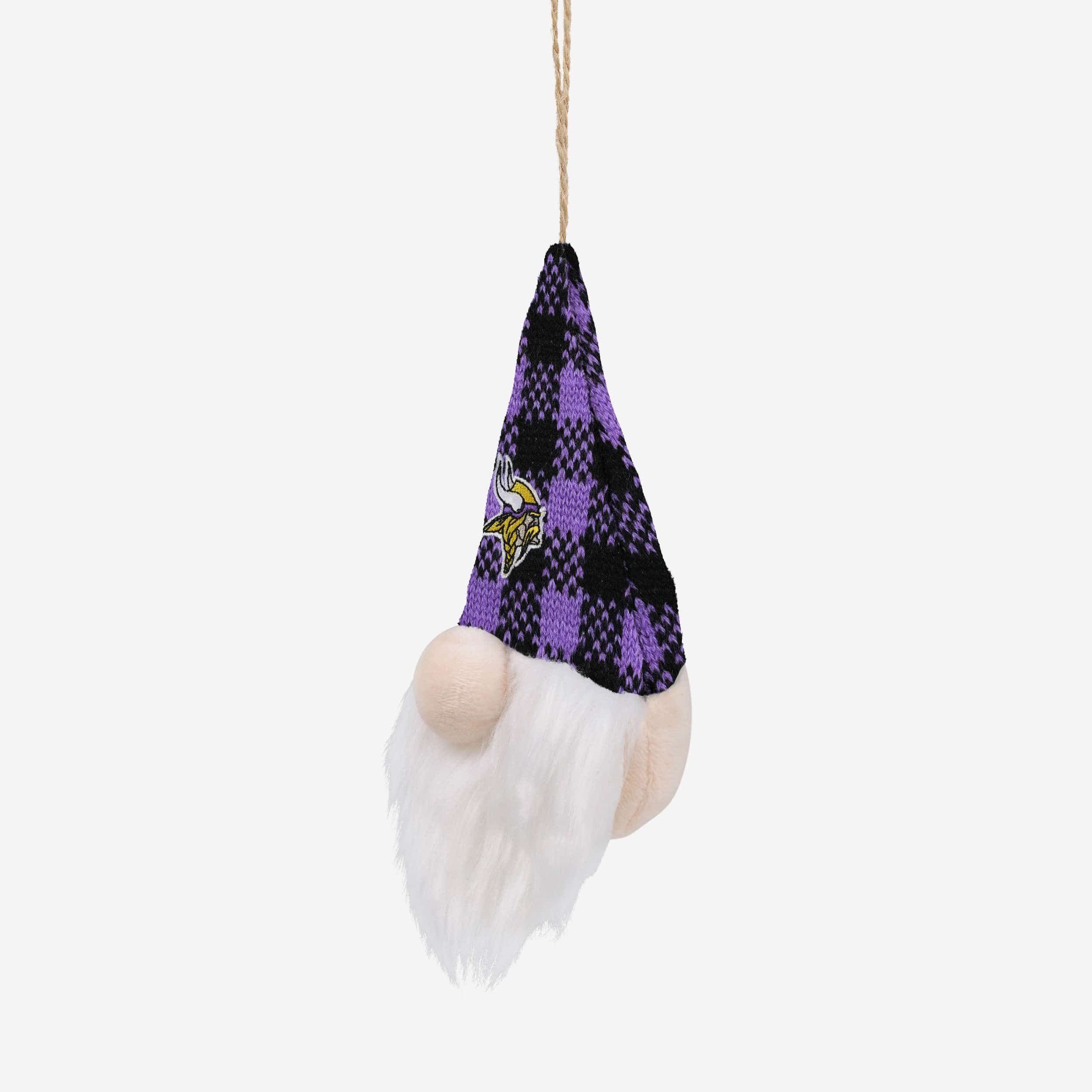 Minnesota Vikings Plaid Hat Plush Gnome Ornament - Image 2