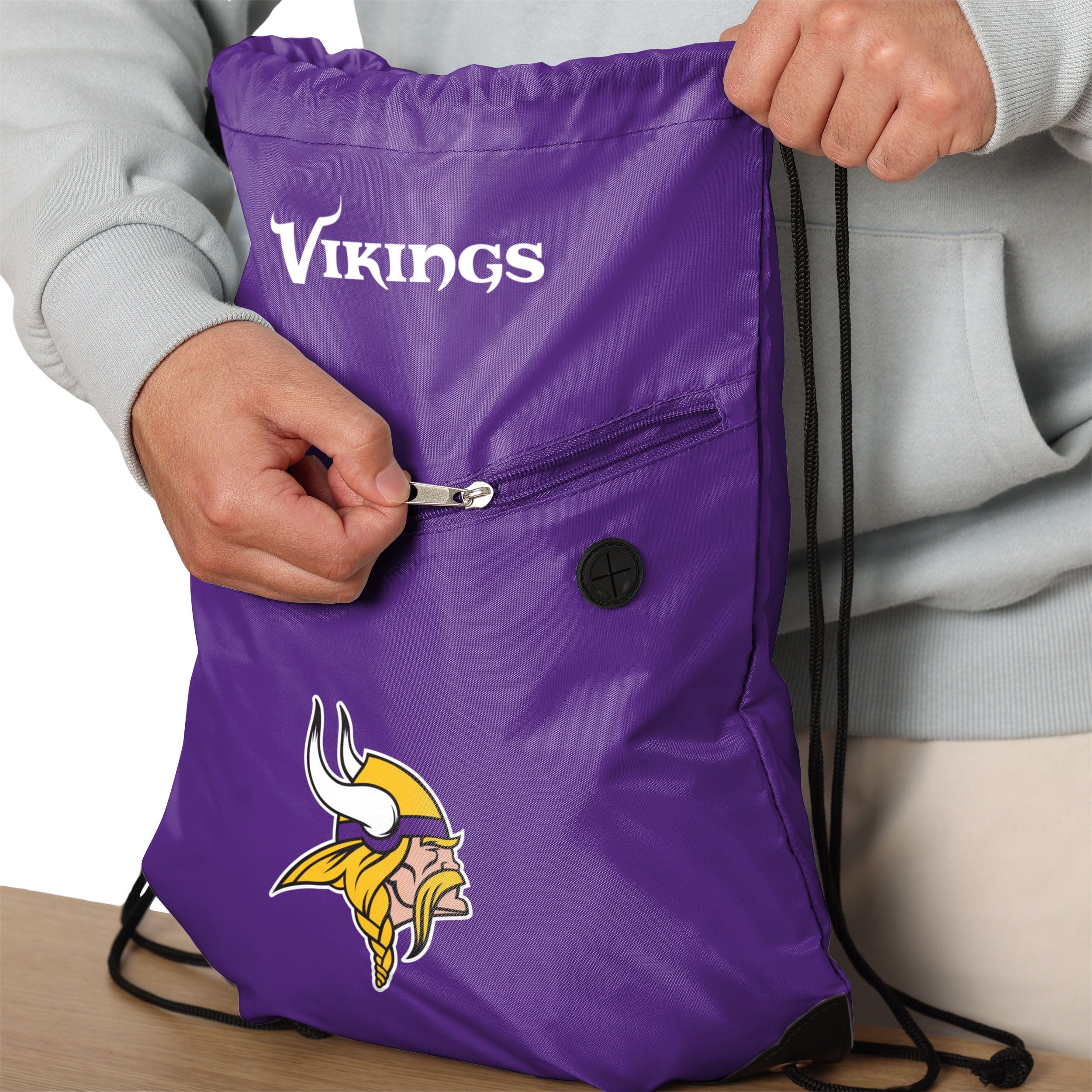 Minnesota Vikings Pocket Drawstring Backpack - Image 4
