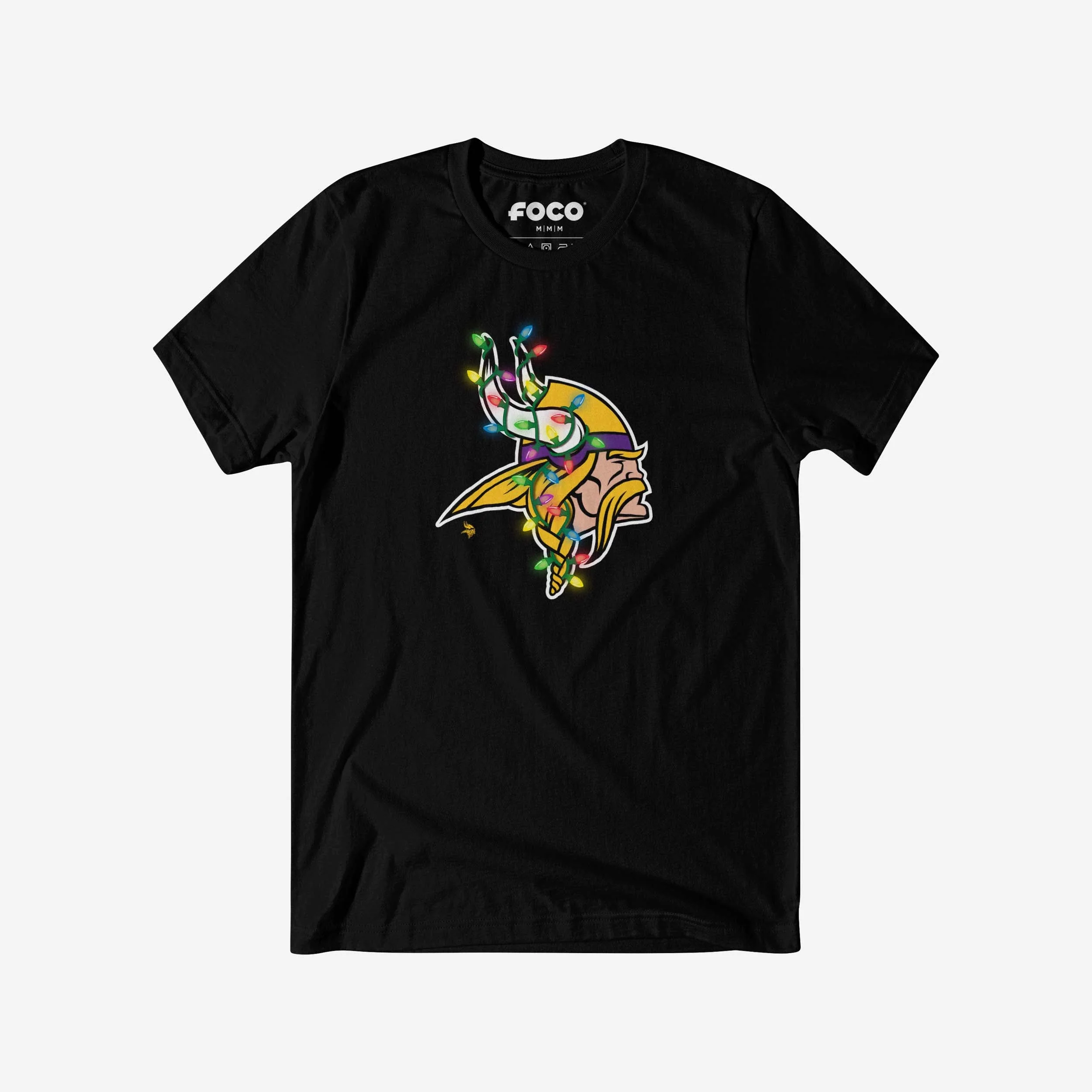 Minnesota Vikings Primary Logo Holiday Lights T-Shirt