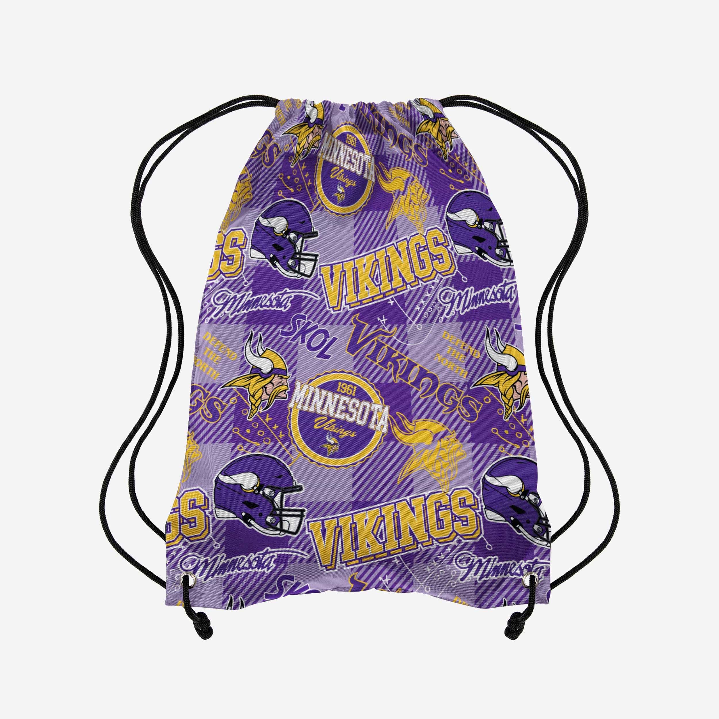 Minnesota Vikings Thematic Repeat Print Drawstring Backpack