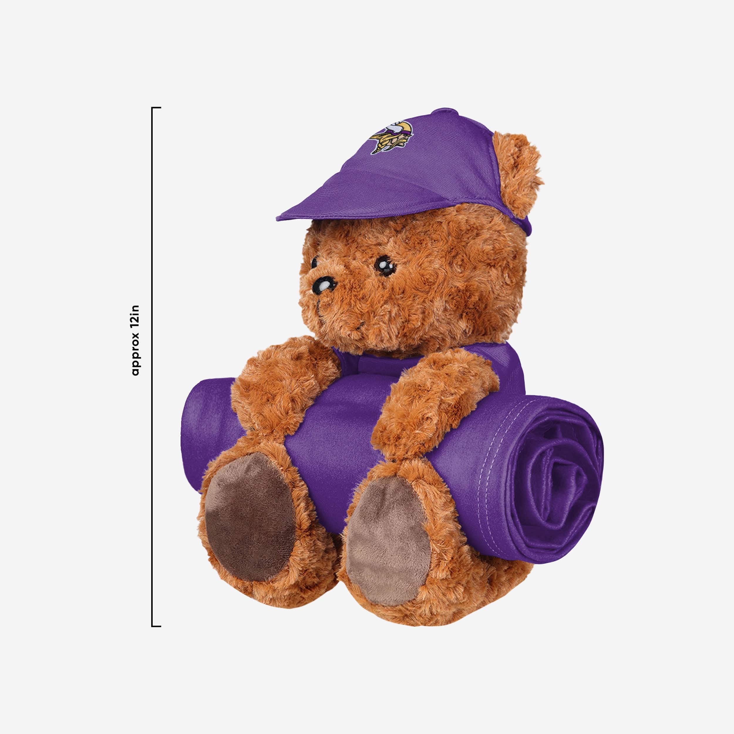 Minnesota Vikings Throw Blanket With Plush Bear - Image 3
