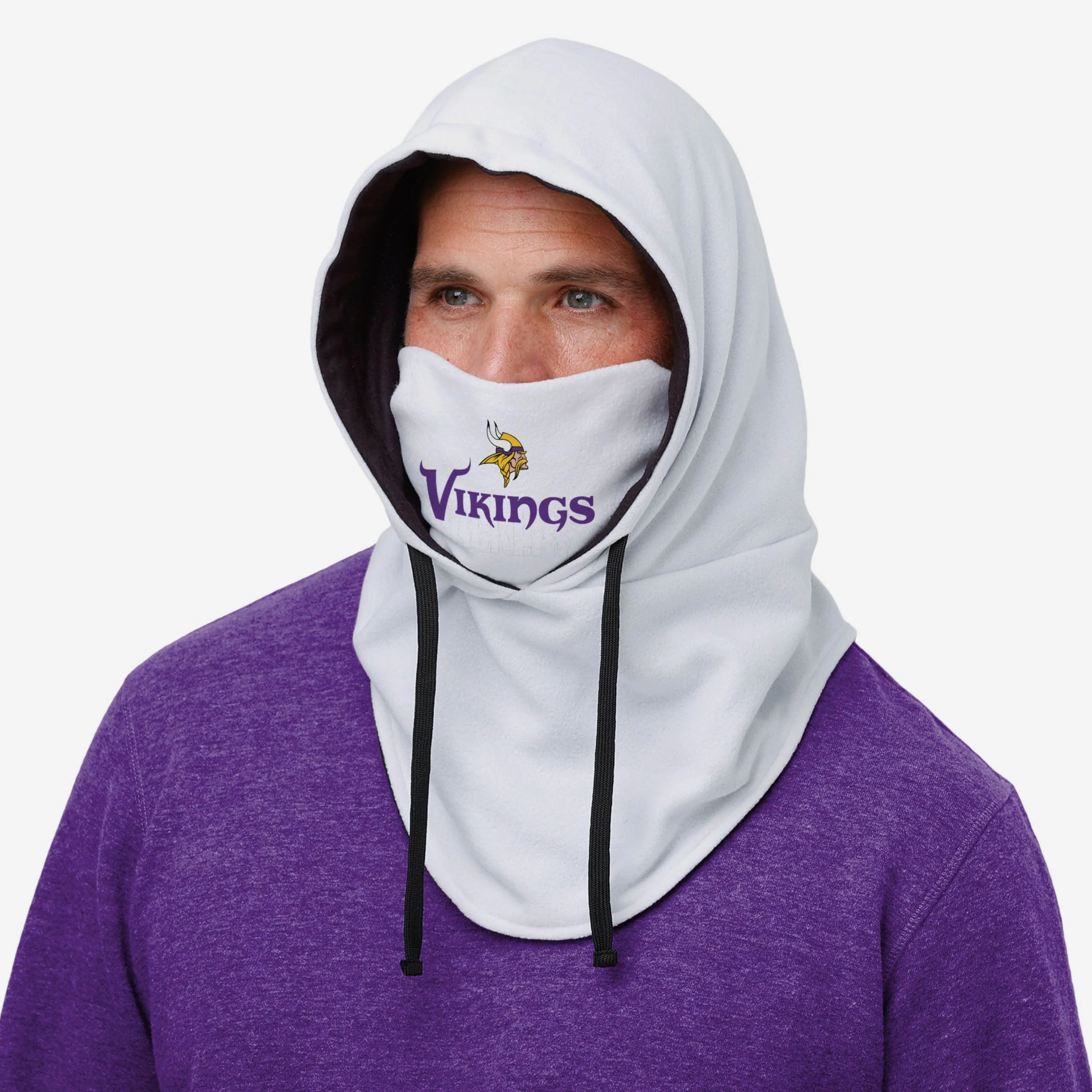 Minnesota Vikings White Drawstring Hooded Gaiter - Image 3