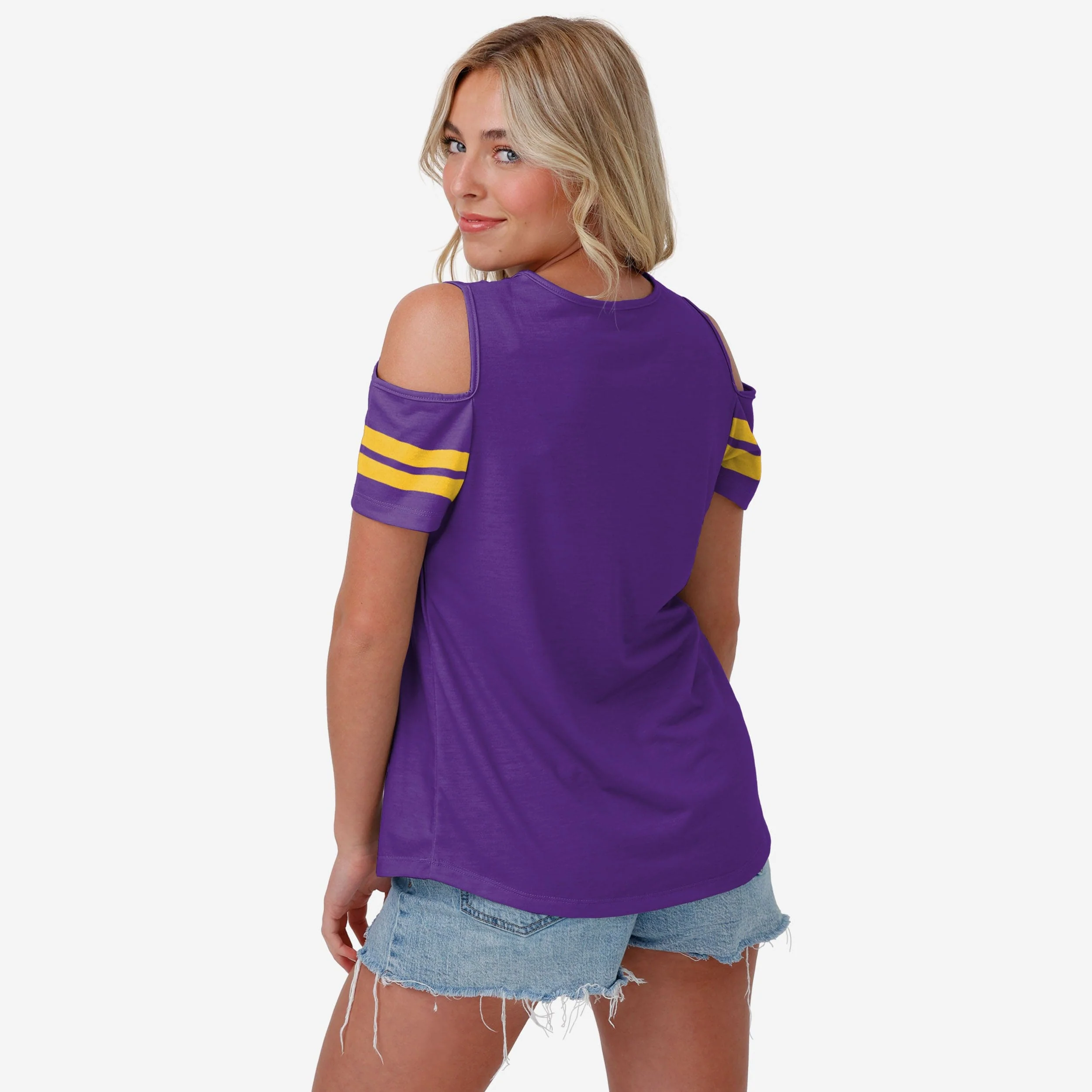 Minnesota Vikings Womens Cold Shoulder T-Shirt - Image 2