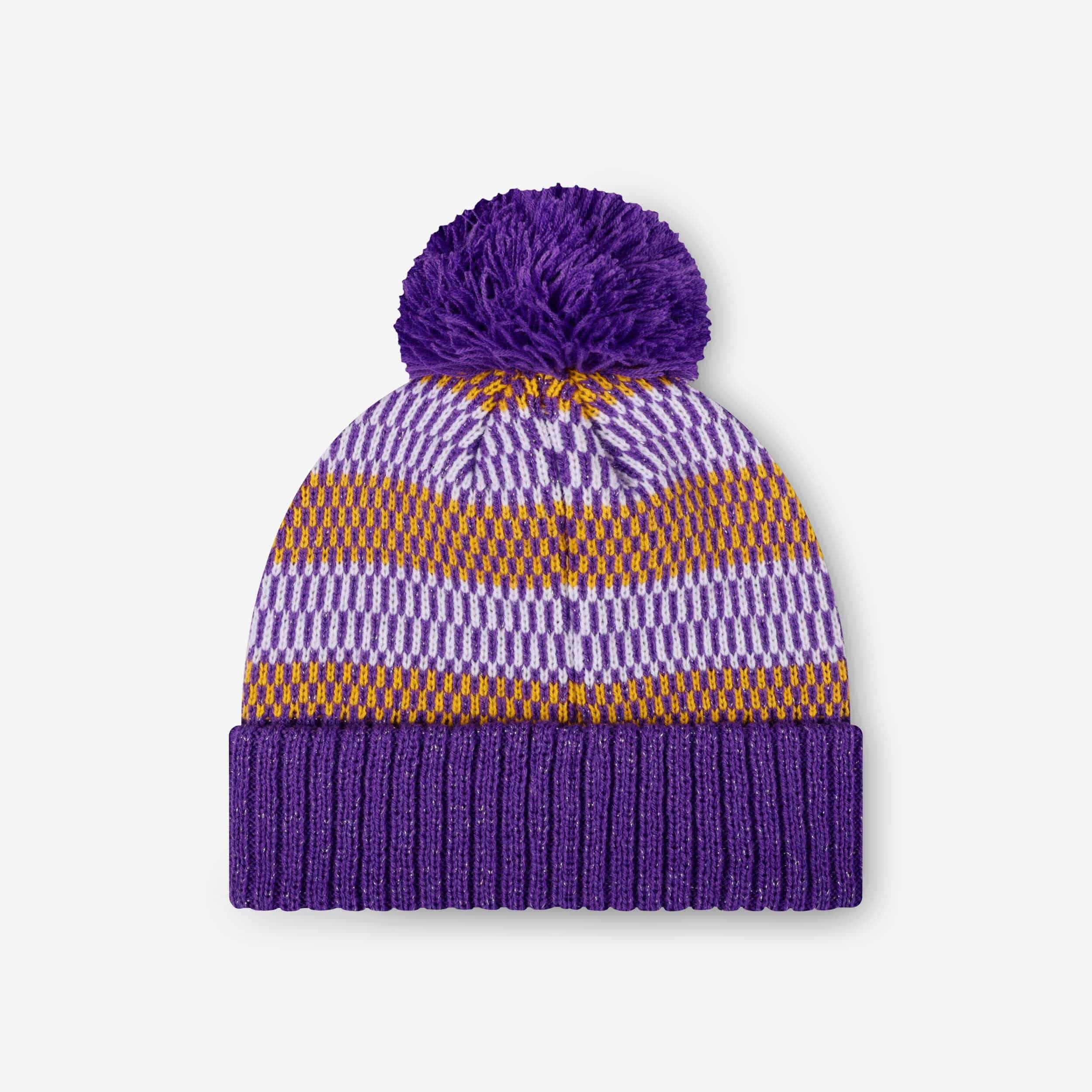 Minnesota Vikings Womens Cozy Knit Metallic Thread Pom Beanie - Image 2