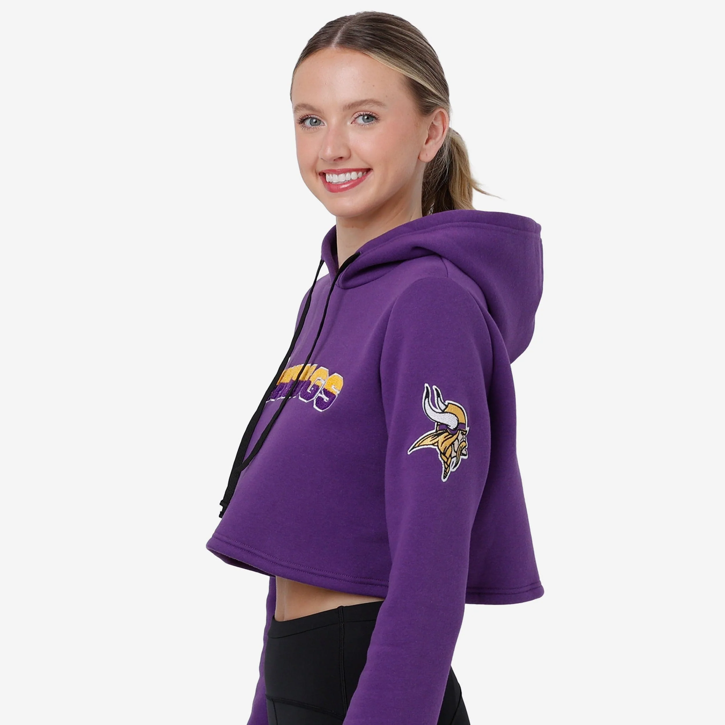 Minnesota Vikings Womens Cropped Chenille Hoodie - Image 4