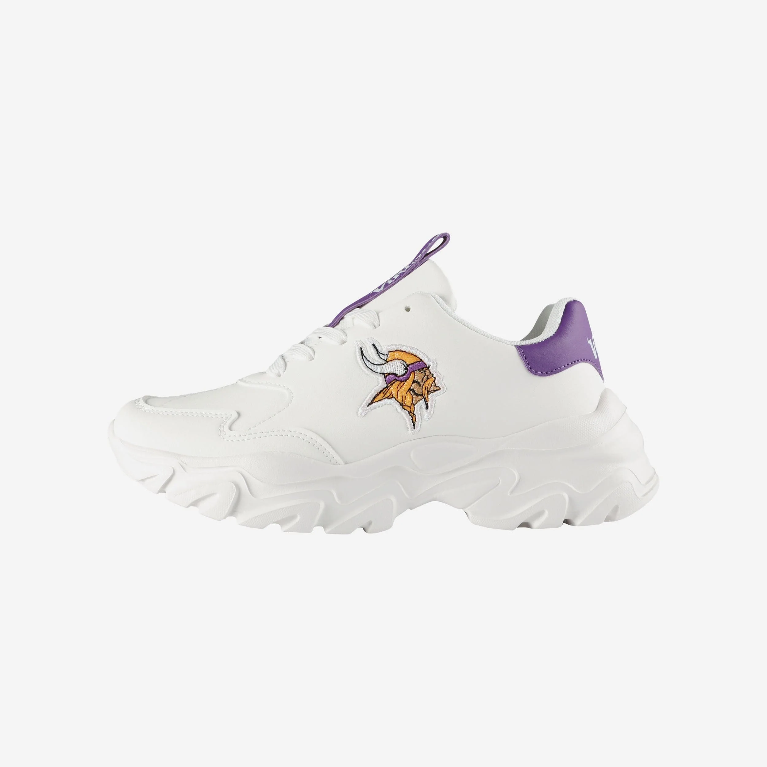 Minnesota Vikings Womens Glitter Big Logo Vintage White Chunky Sneaker