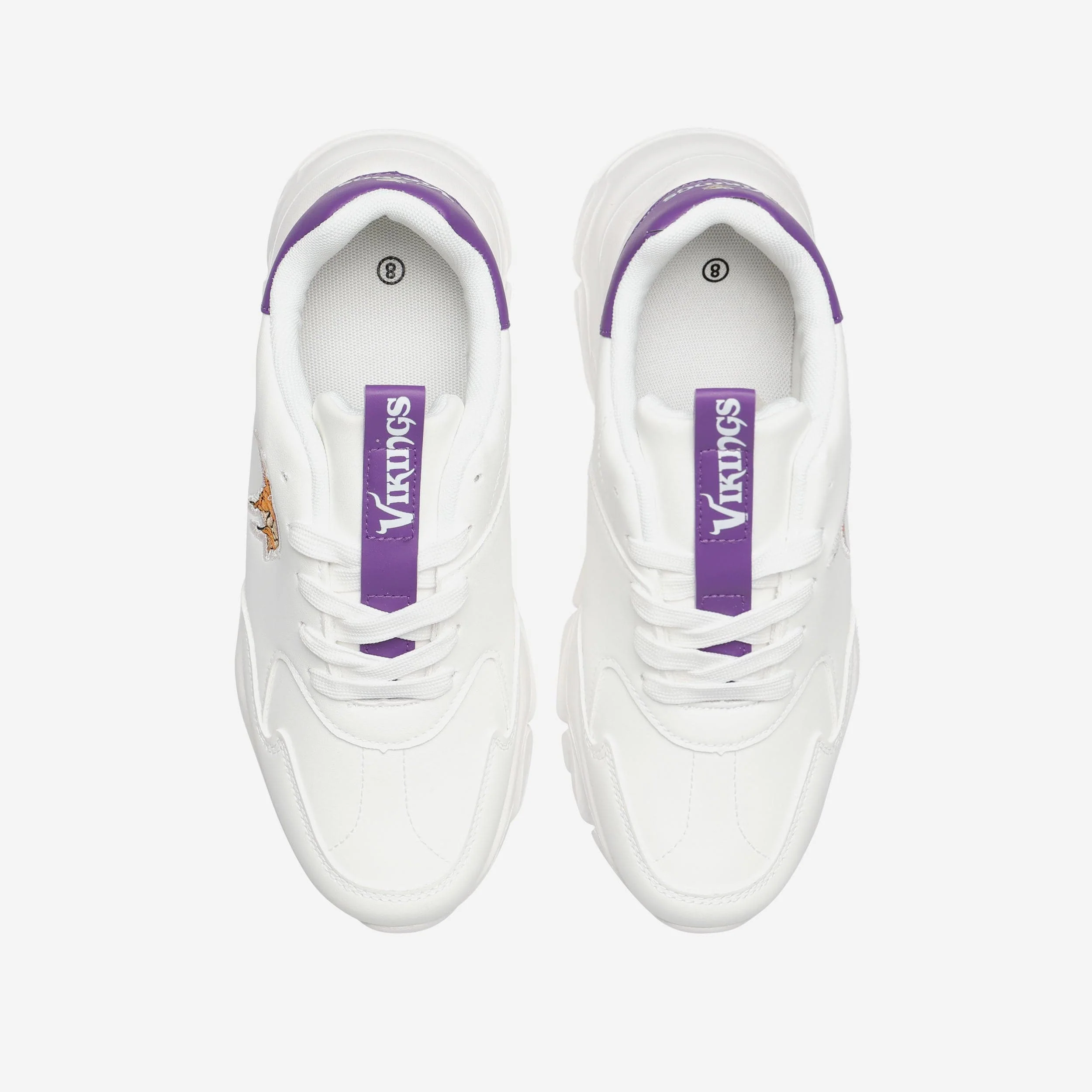 Minnesota Vikings Womens Glitter Big Logo Vintage White Chunky Sneaker - Image 4