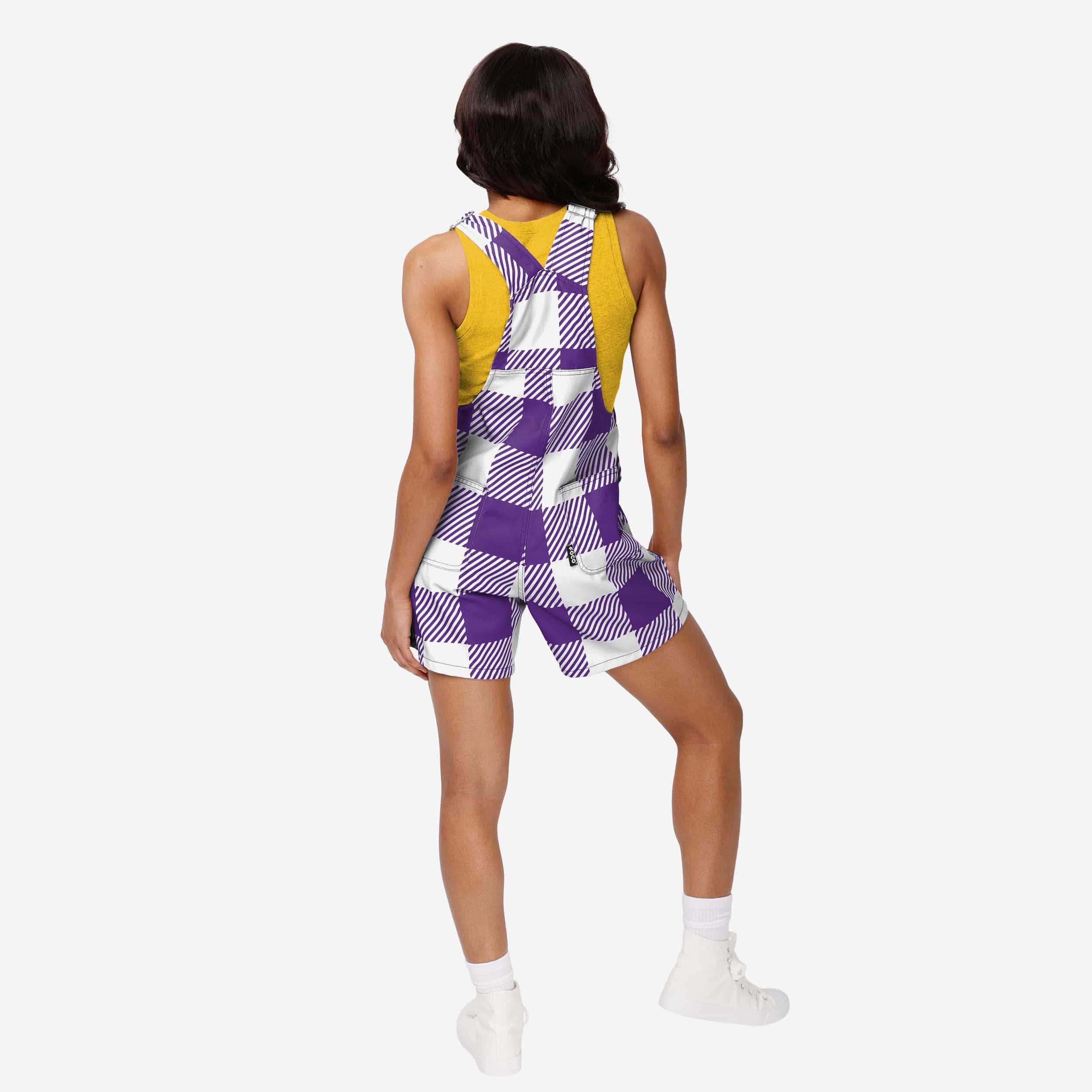 Minnesota Vikings Womens Plaid Bib Shortalls - Image 2