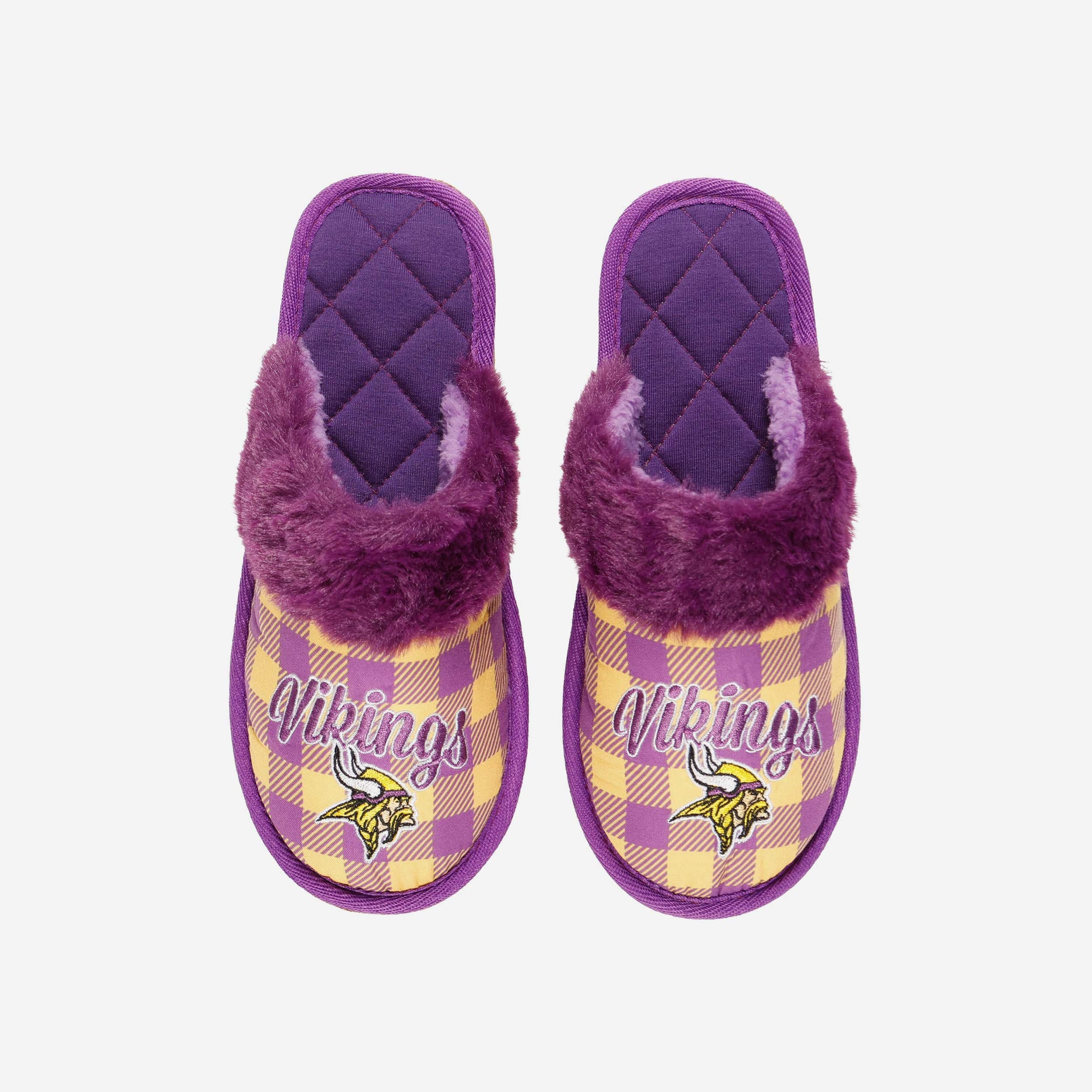 Minnesota Vikings Womens Plaid Sherpa Mule Slipper - Image 2