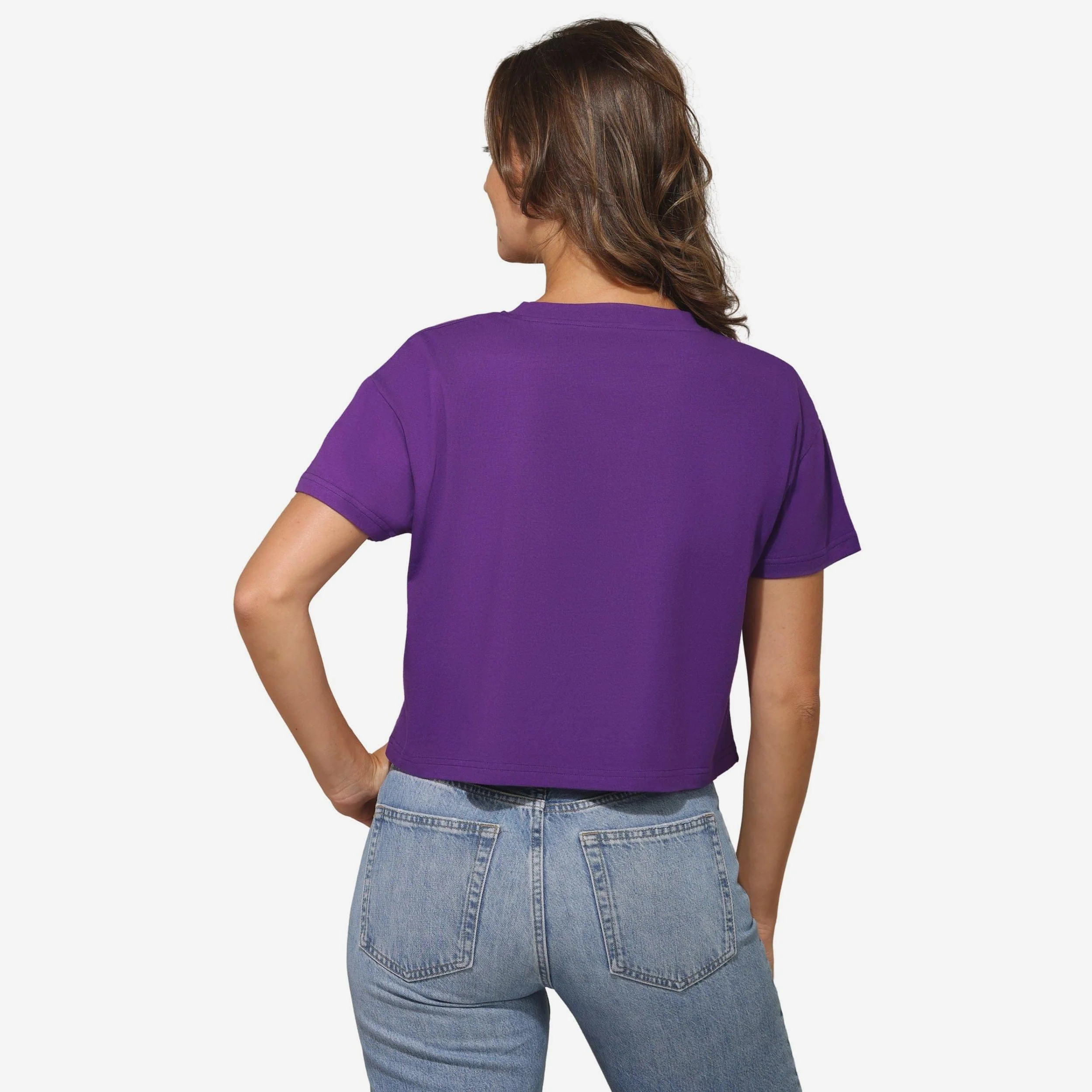 Minnesota Vikings Womens Rhinestone Logo Crop Top - Image 3