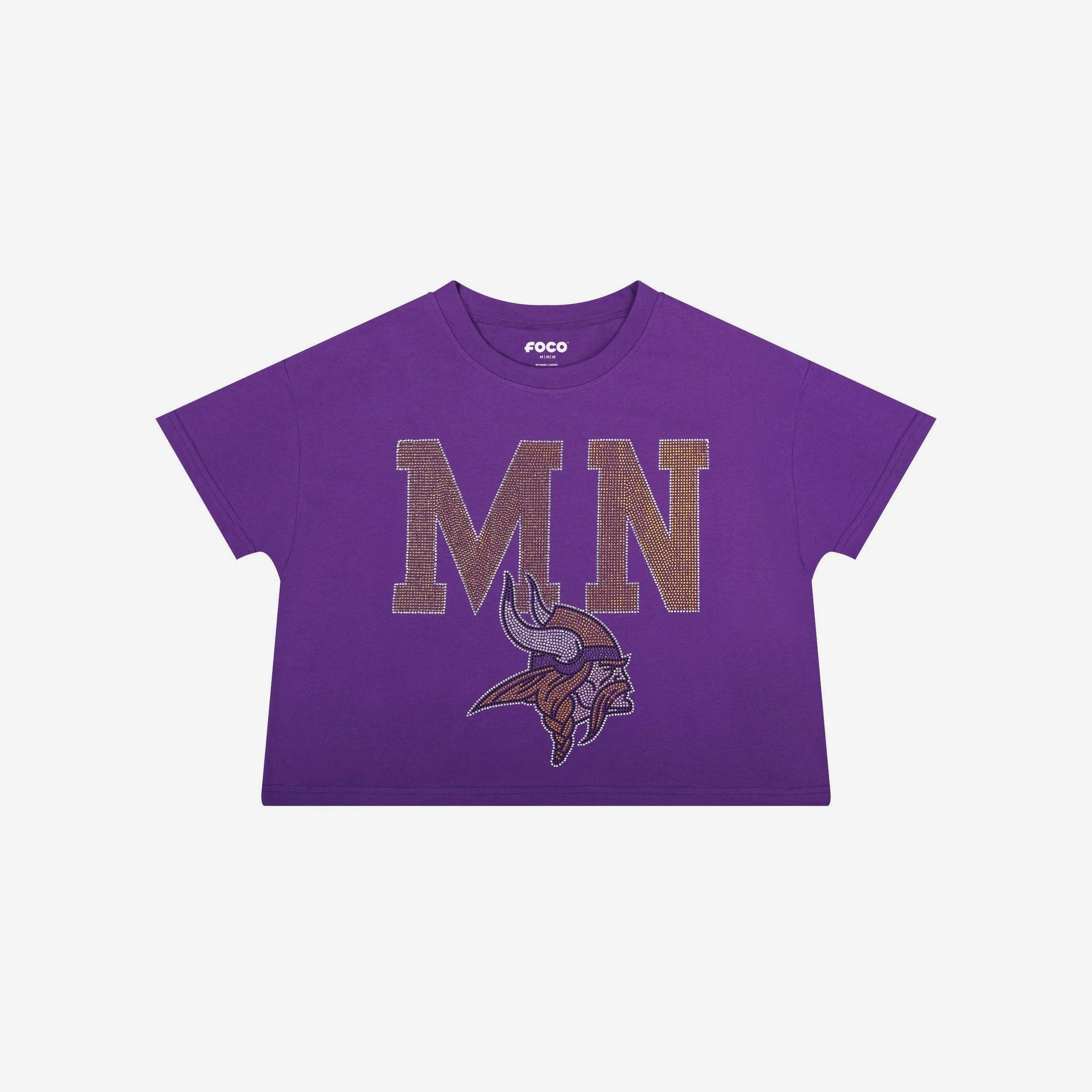 Minnesota Vikings Womens Rhinestone Logo Crop Top - Image 4