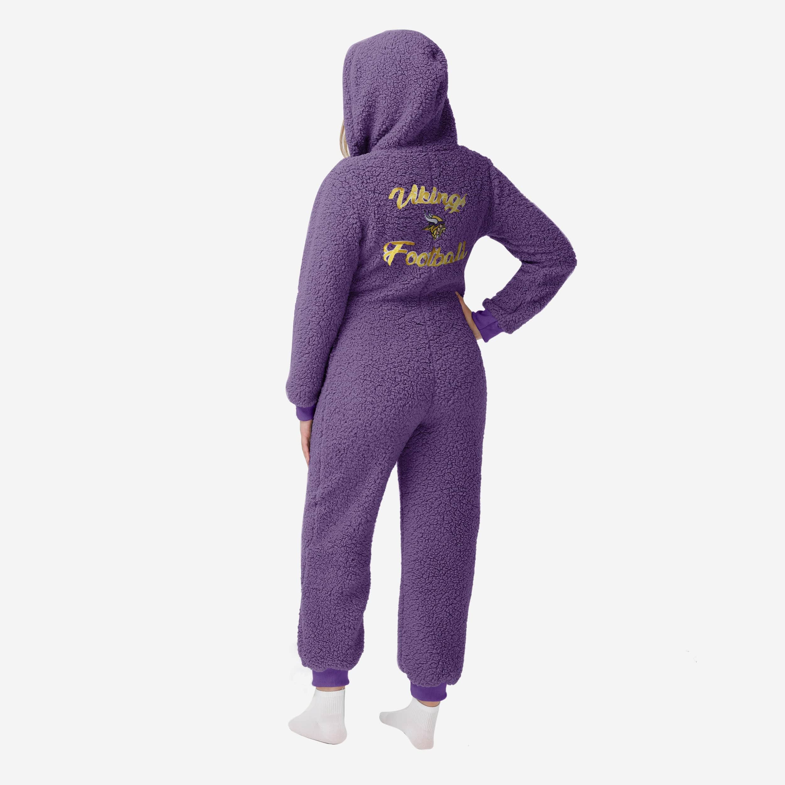 Minnesota Vikings Womens Sherpa One Piece Pajamas - Image 2