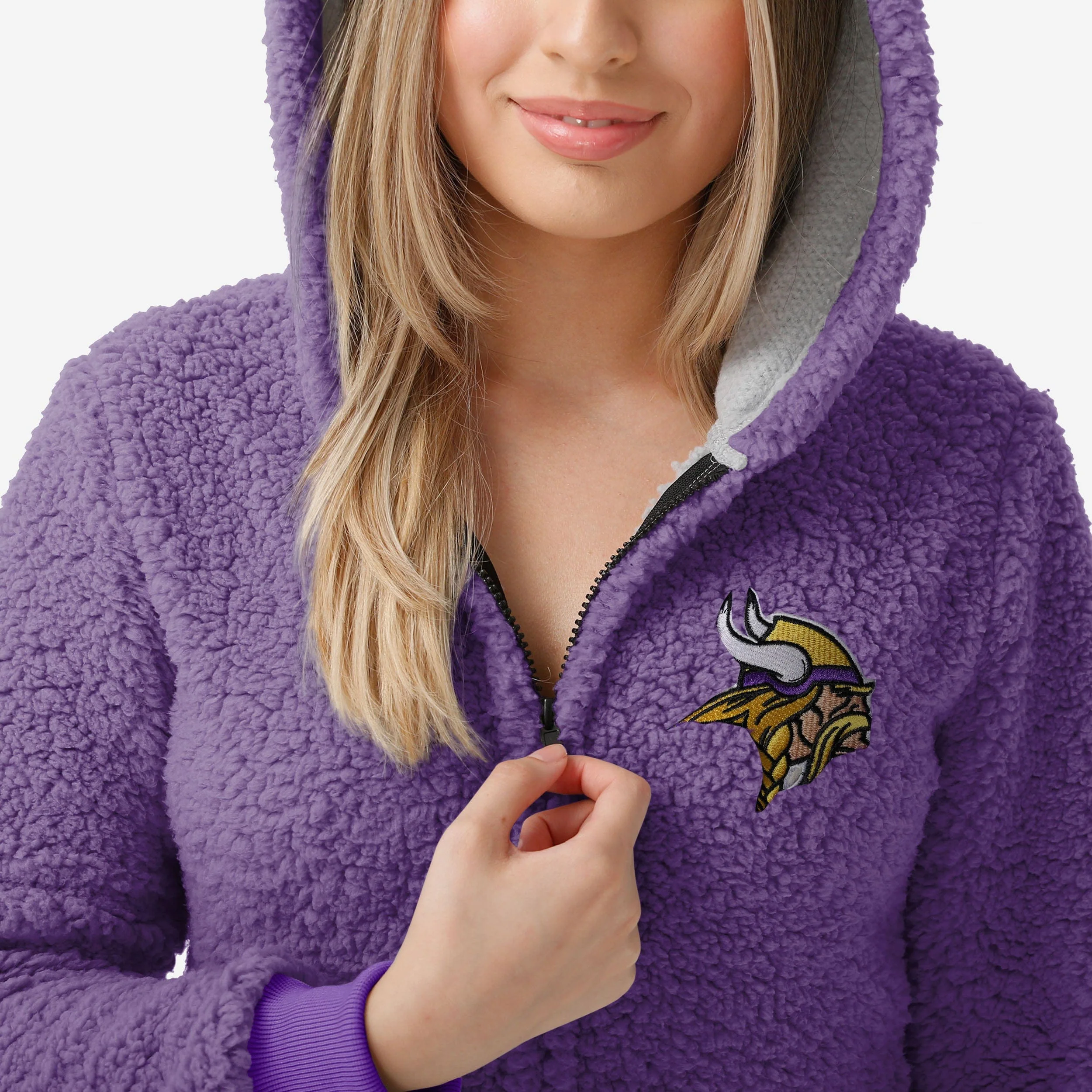 Minnesota Vikings Womens Sherpa One Piece Pajamas - Image 3