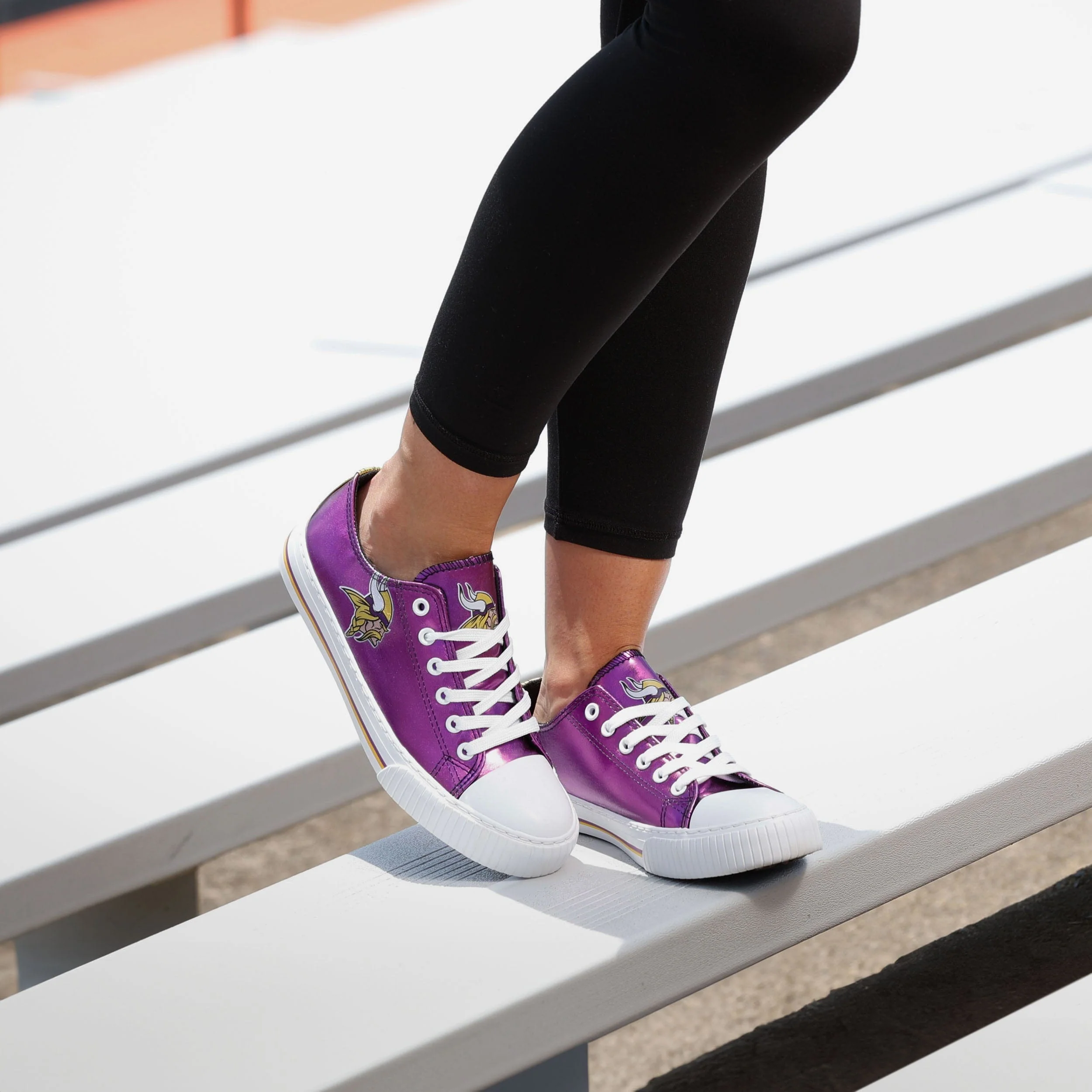 Minnesota Vikings Womens Team Color Metallic Low Top Canvas Shoes - Image 3