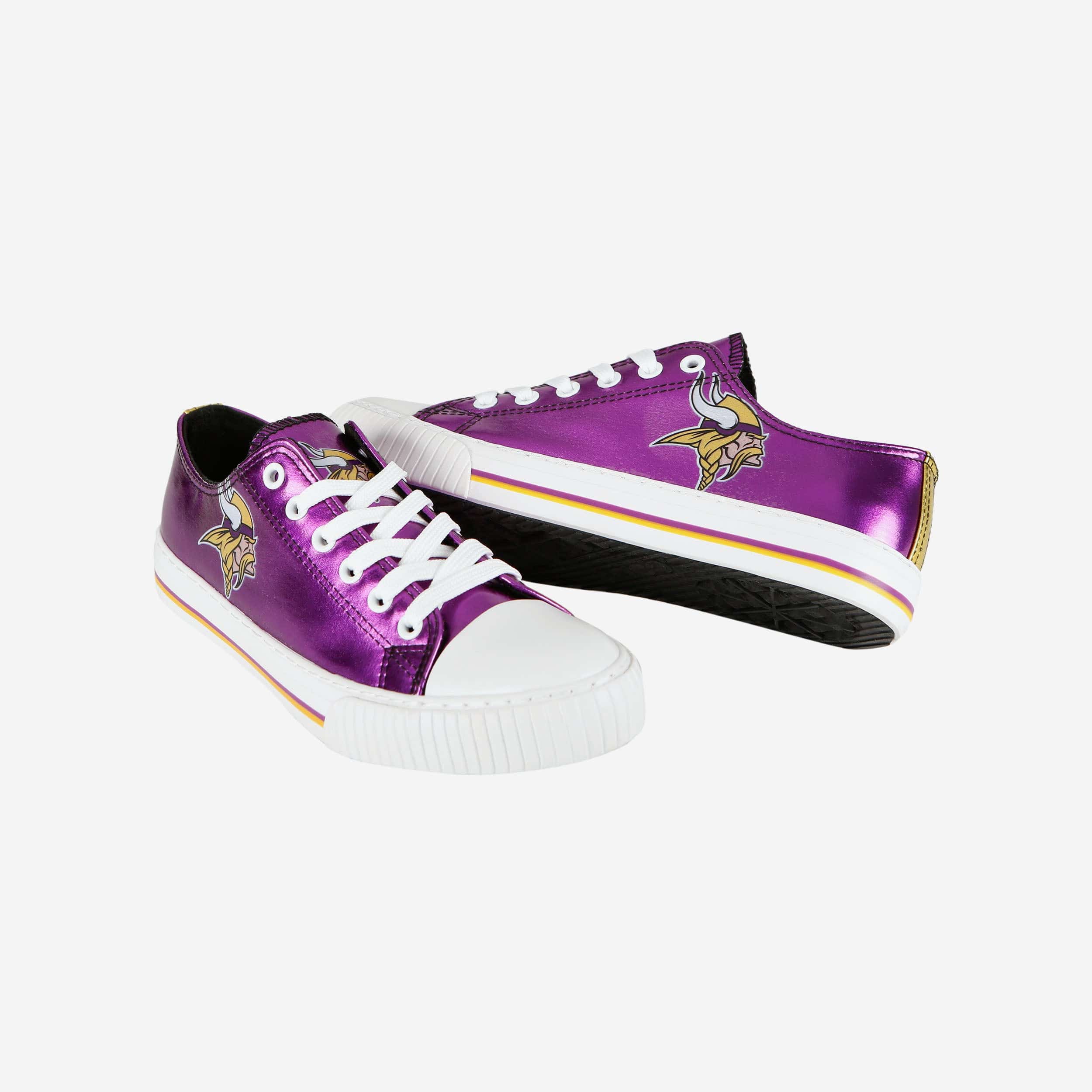 Minnesota Vikings Womens Team Color Metallic Low Top Canvas Shoes - Image 4