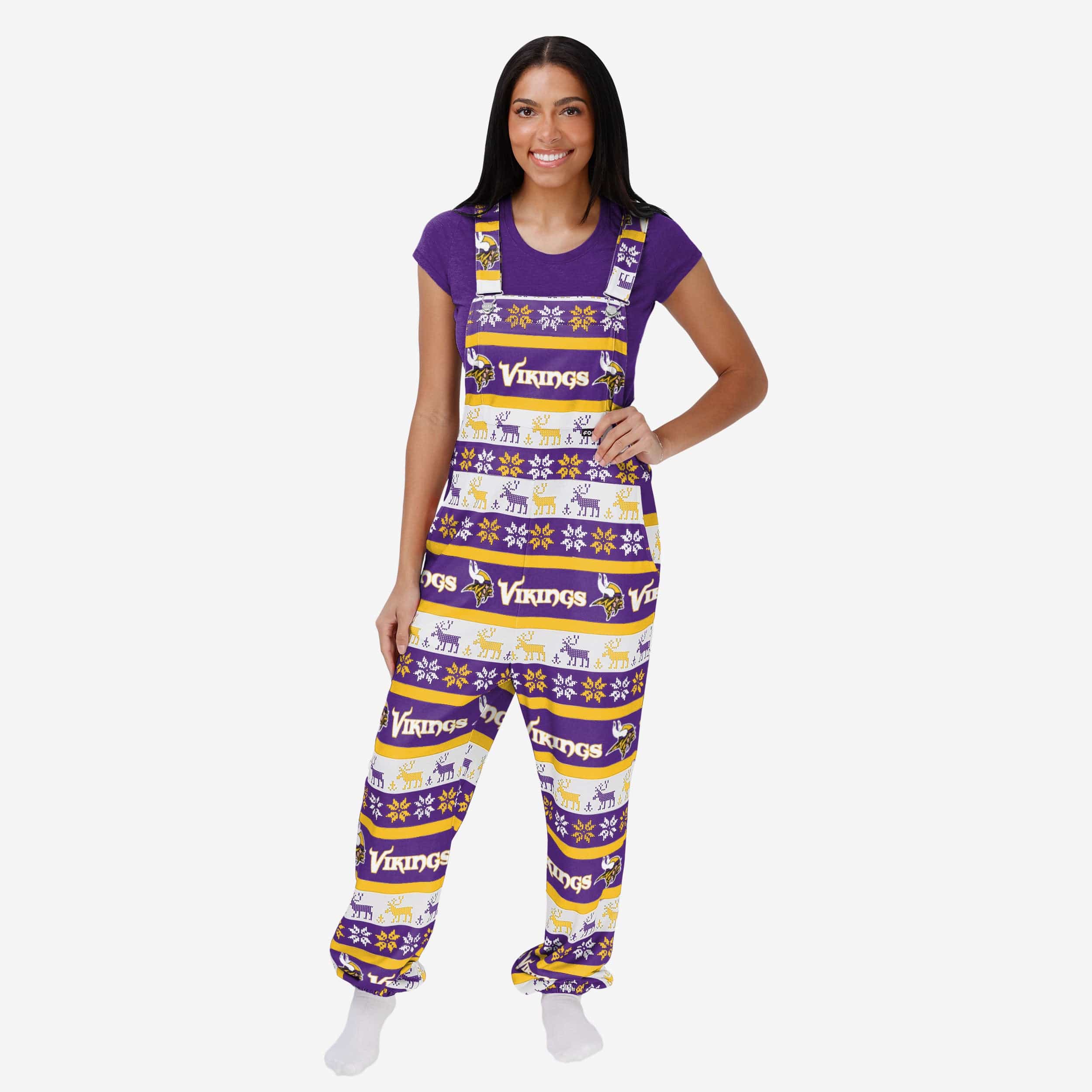 Minnesota Vikings Womens Ugly Home Gating Bib Overalls