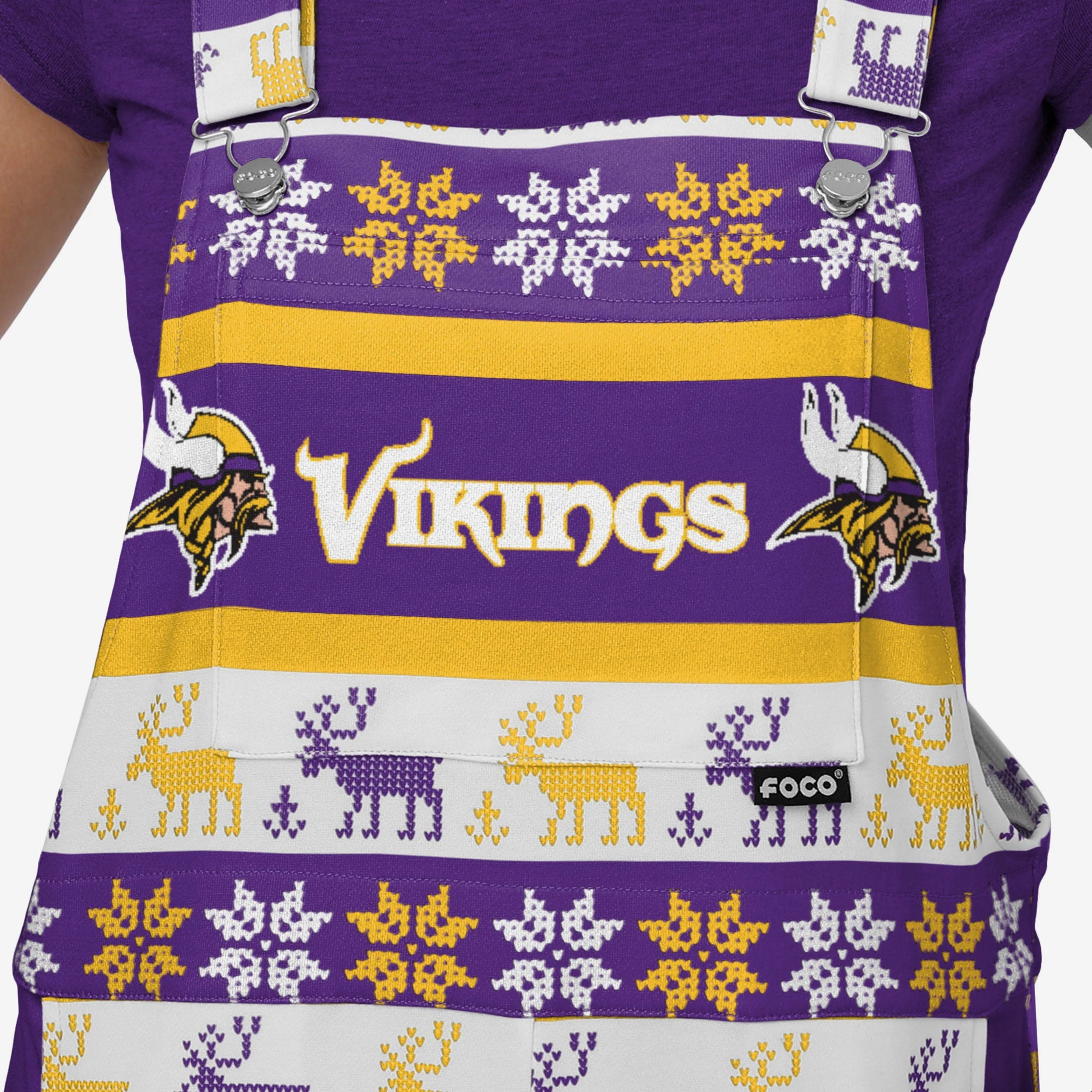 Minnesota Vikings Womens Ugly Home Gating Bib Overalls - Image 4