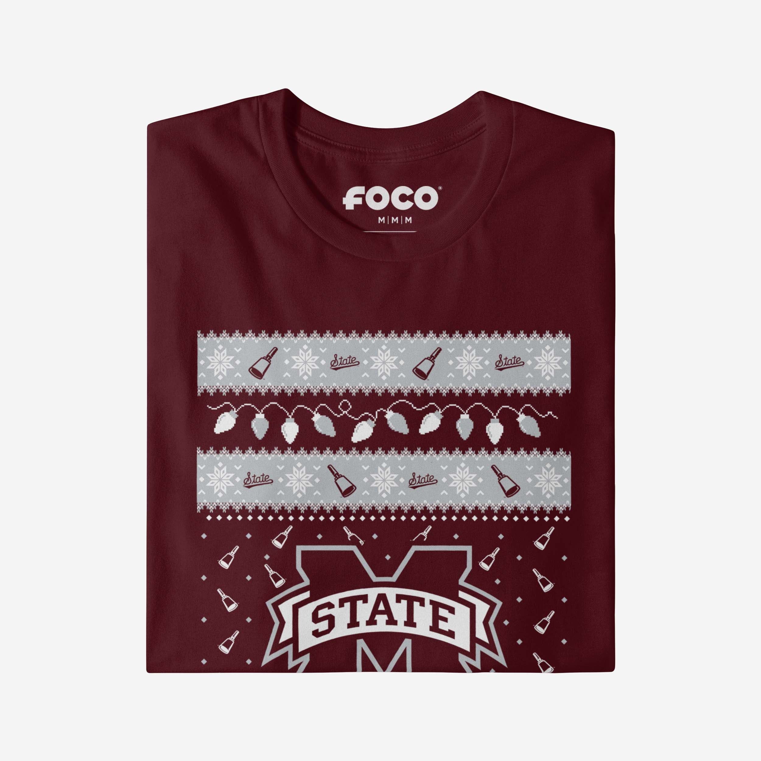 Mississippi State Bulldogs Holiday Lights Sweater Long Sleeve T-Shirt - Image 4