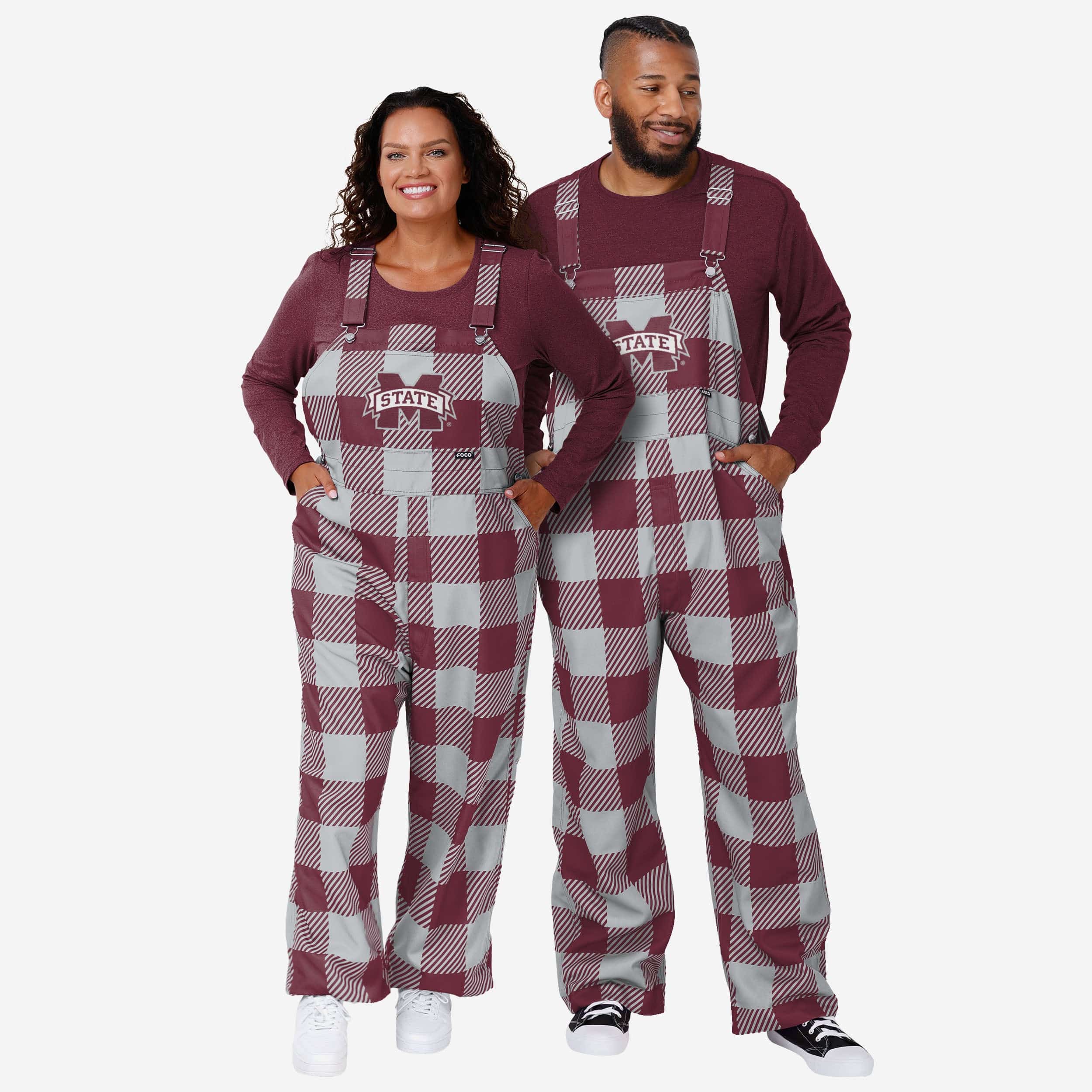 Mississippi State Bulldogs Mens Plaid Bib Overalls - Image 3