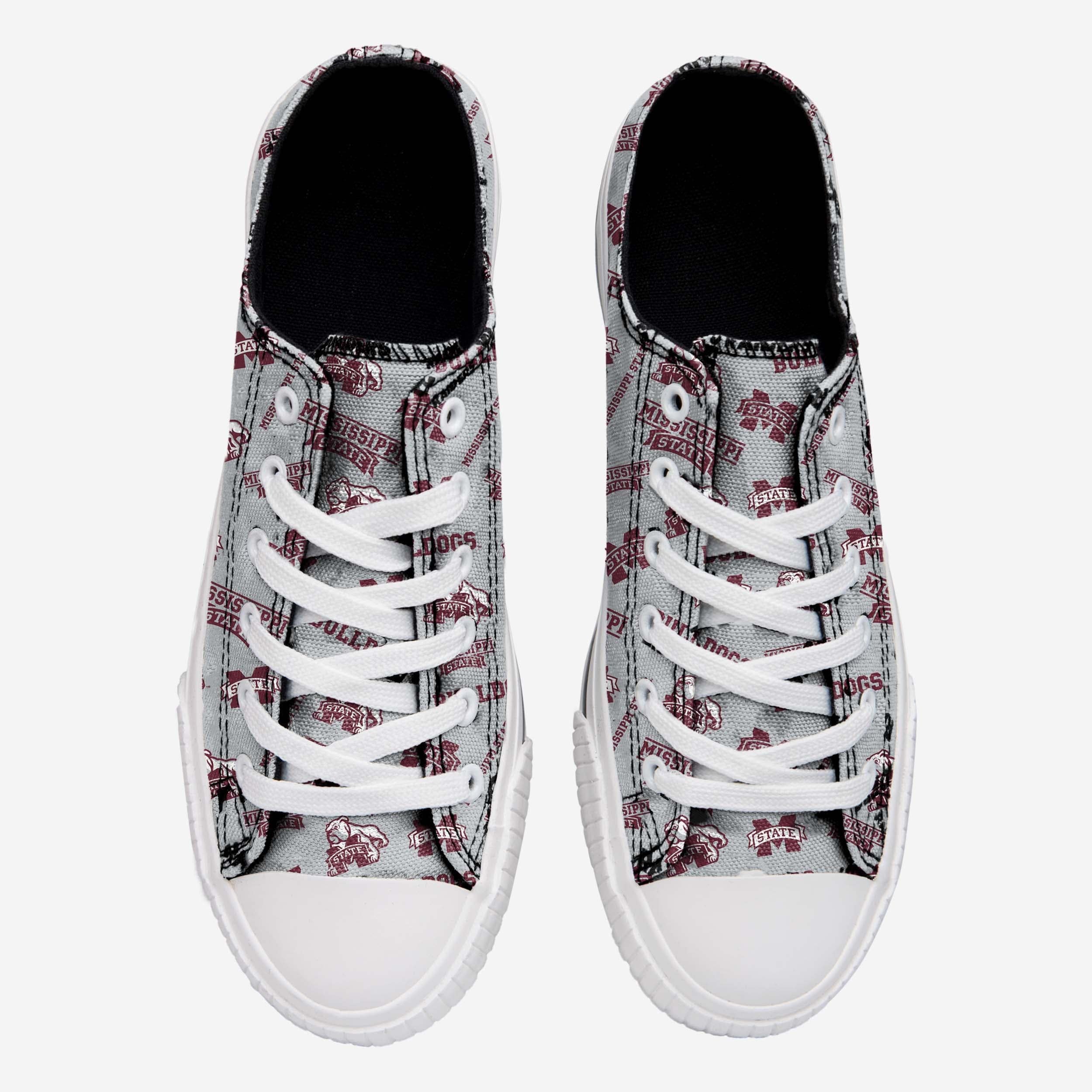 Mississippi State Bulldogs Womens Low Top Repeat Print Canvas Shoe - Image 3