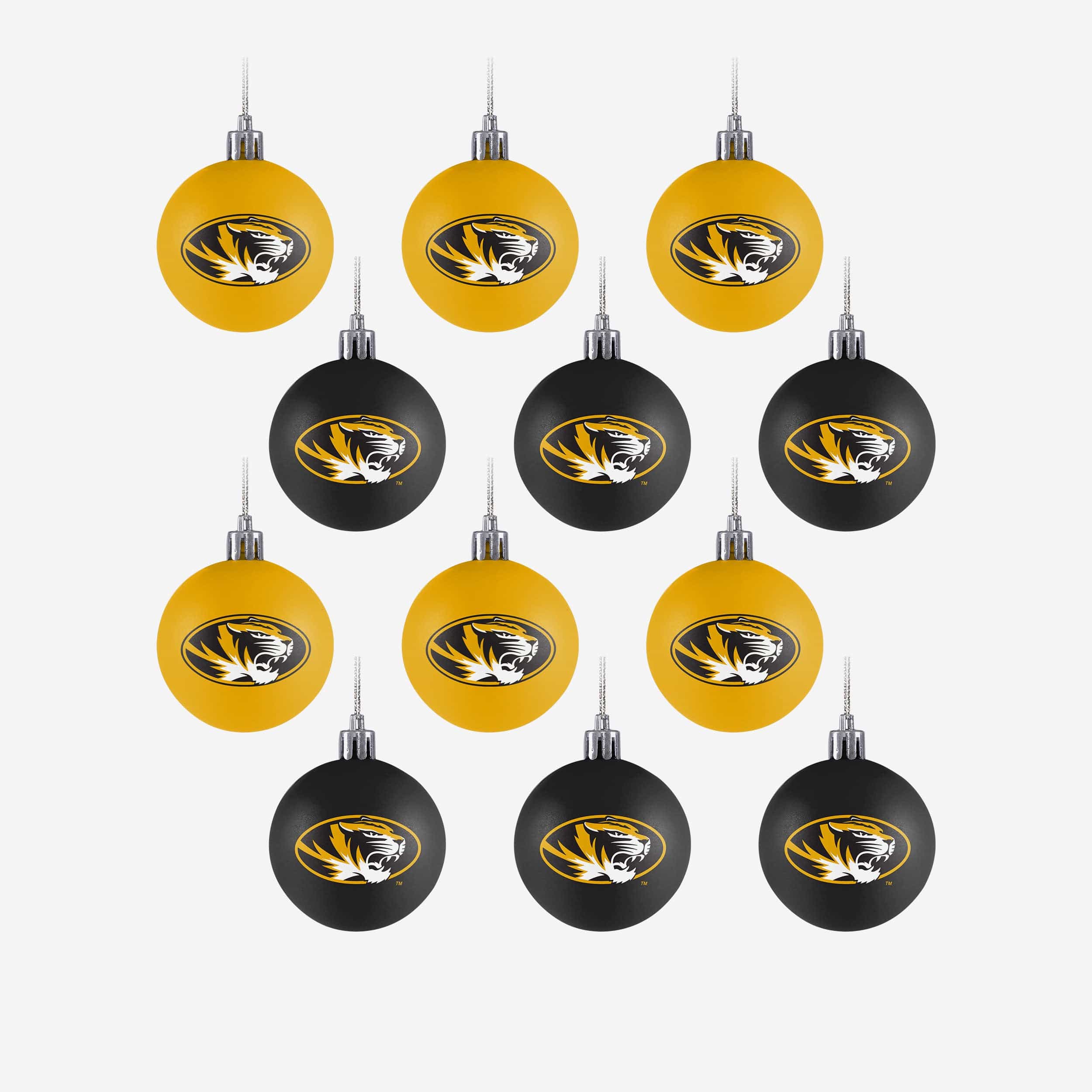 Missouri Tigers 12 Pack Plastic Ball Ornament Set