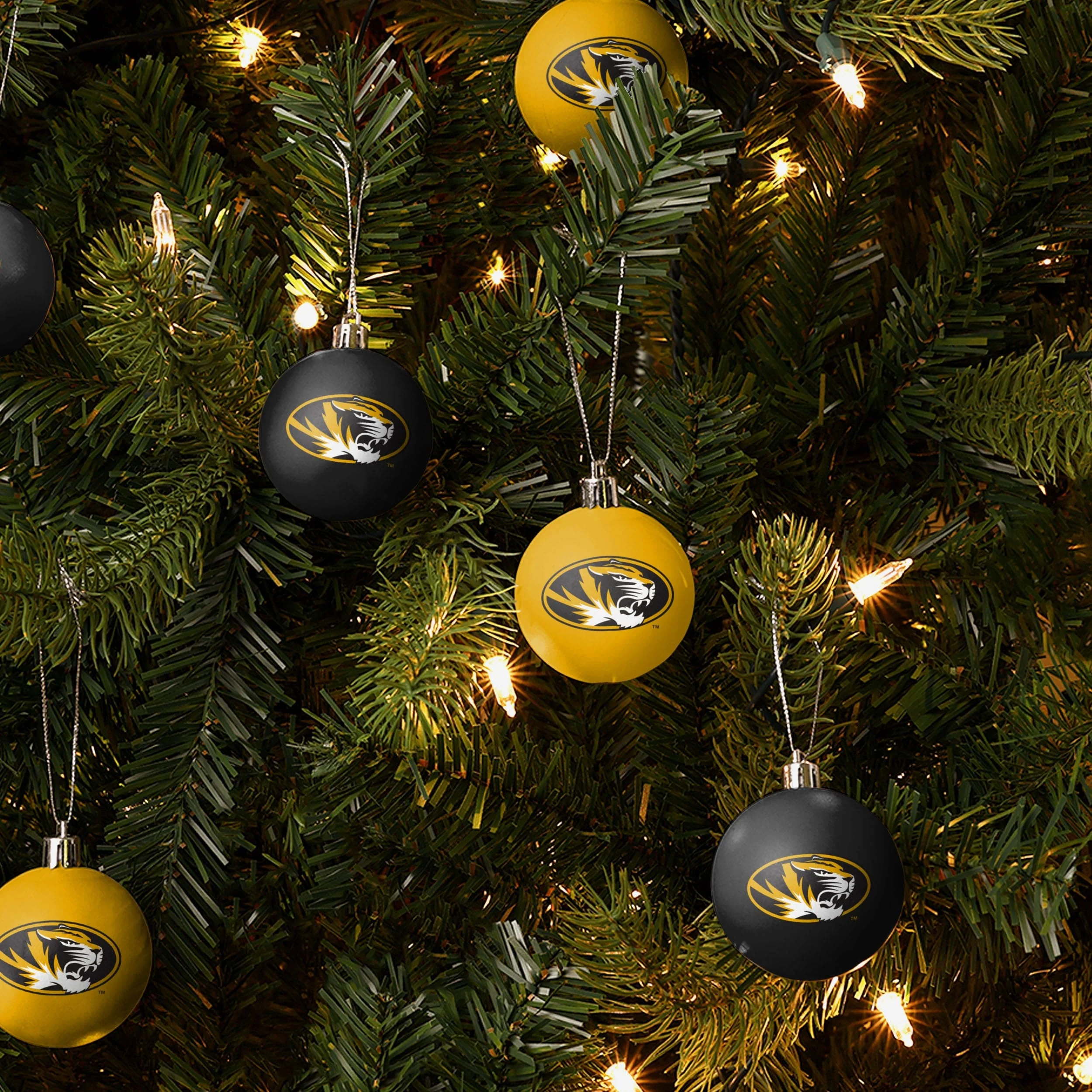 Missouri Tigers 12 Pack Plastic Ball Ornament Set - Image 2