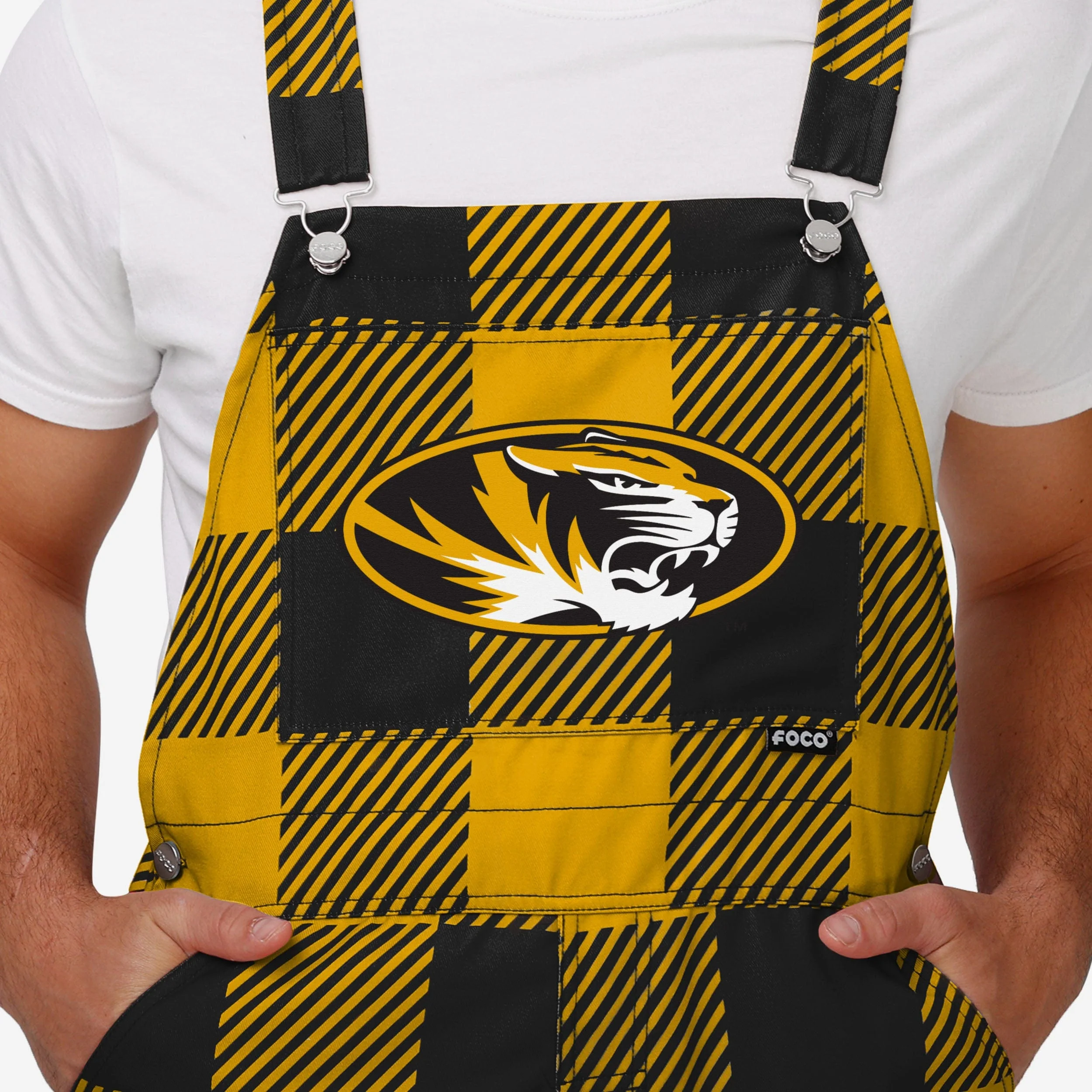 Missouri Tigers Mens Plaid Bib Overalls - Image 4