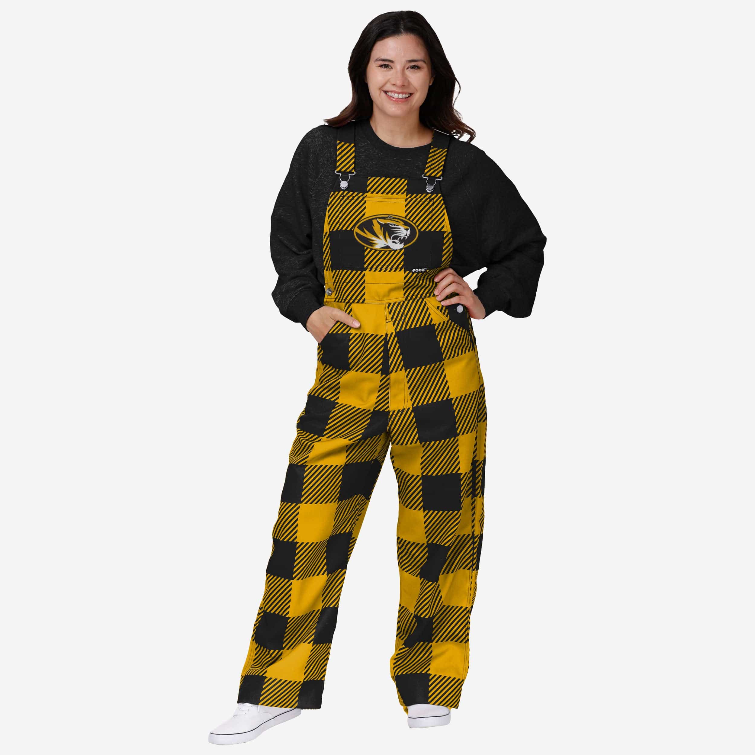 Missouri Tigers Womens Plaid Bib Overalls