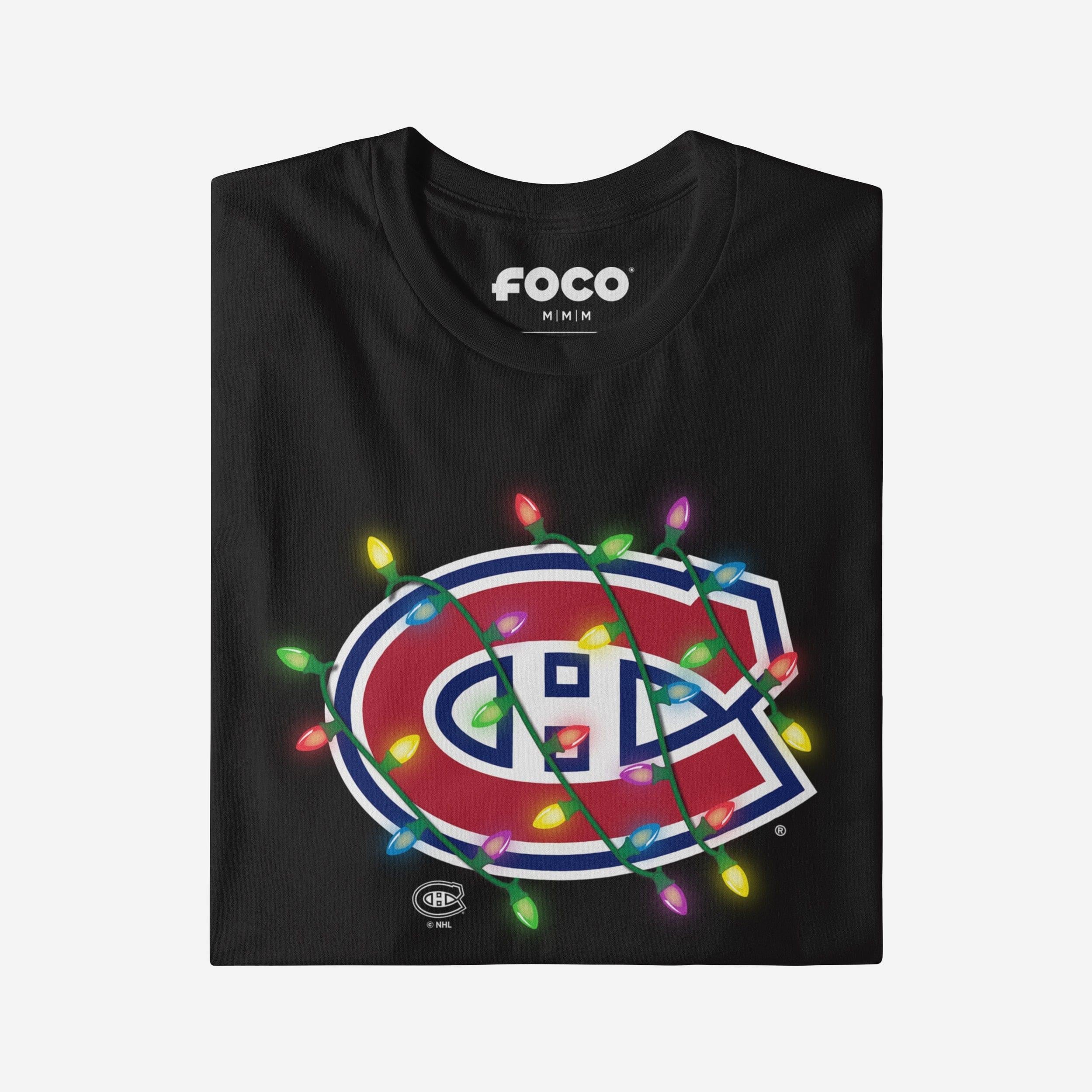 Montreal Canadiens Primary Logo Holiday Lights T-Shirt - Image 3
