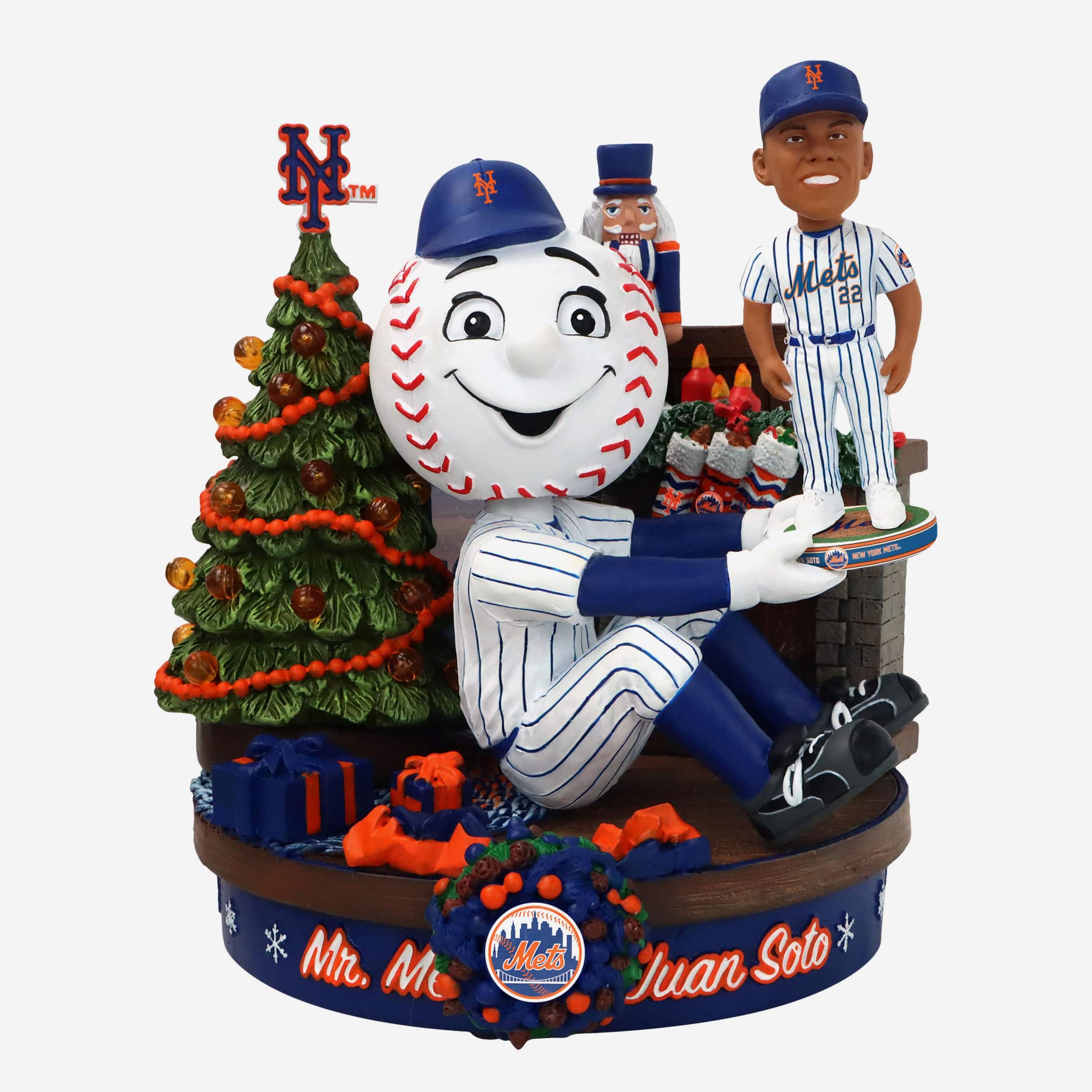 Mr Met & Juan Soto New York Mets Light Up Holiday Bobblehead Scene