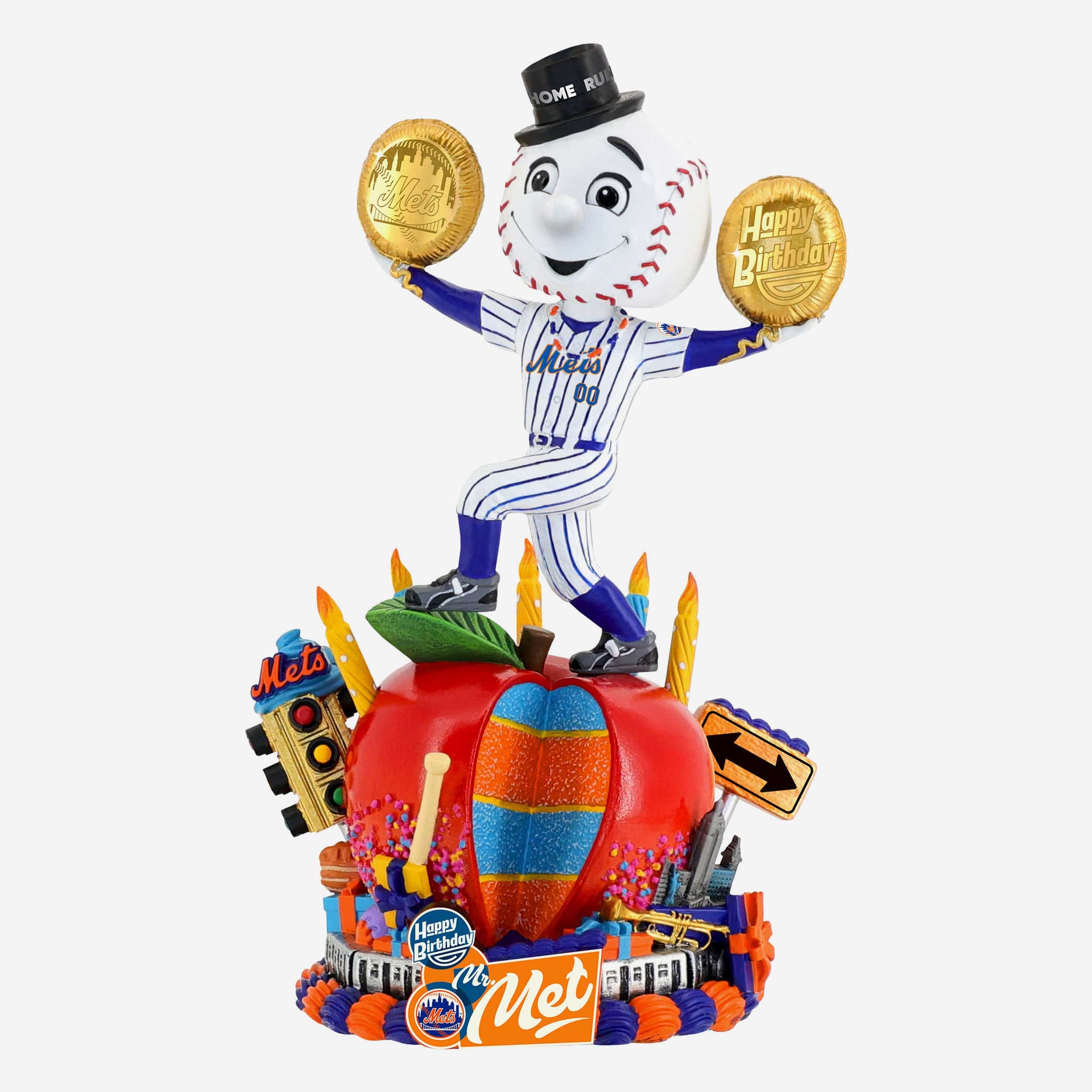 Mr Met New York Mets 2025 Big Apple Birthday Cake Bobblehead