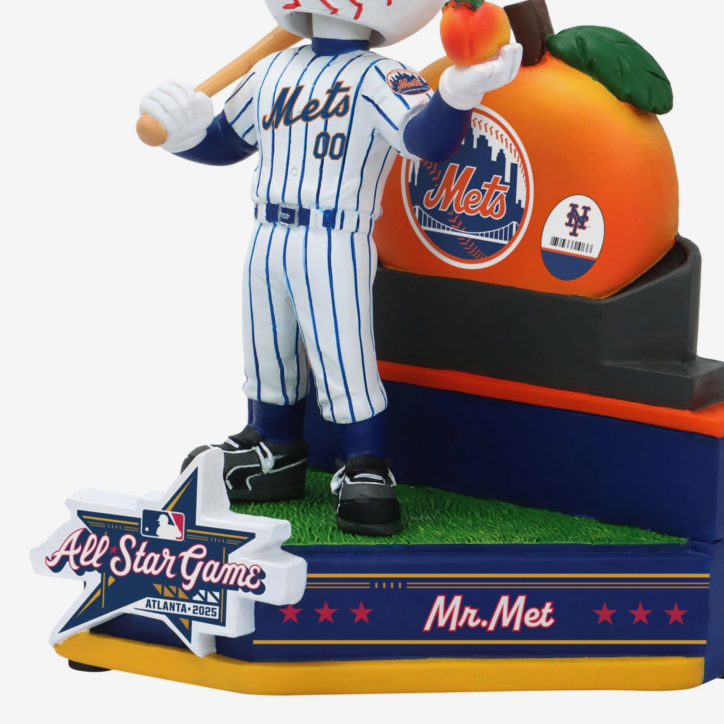 Mr Met New York Mets 2025 MLB All-Star Peach Mascot Mini Bobblehead Scene - Image 3