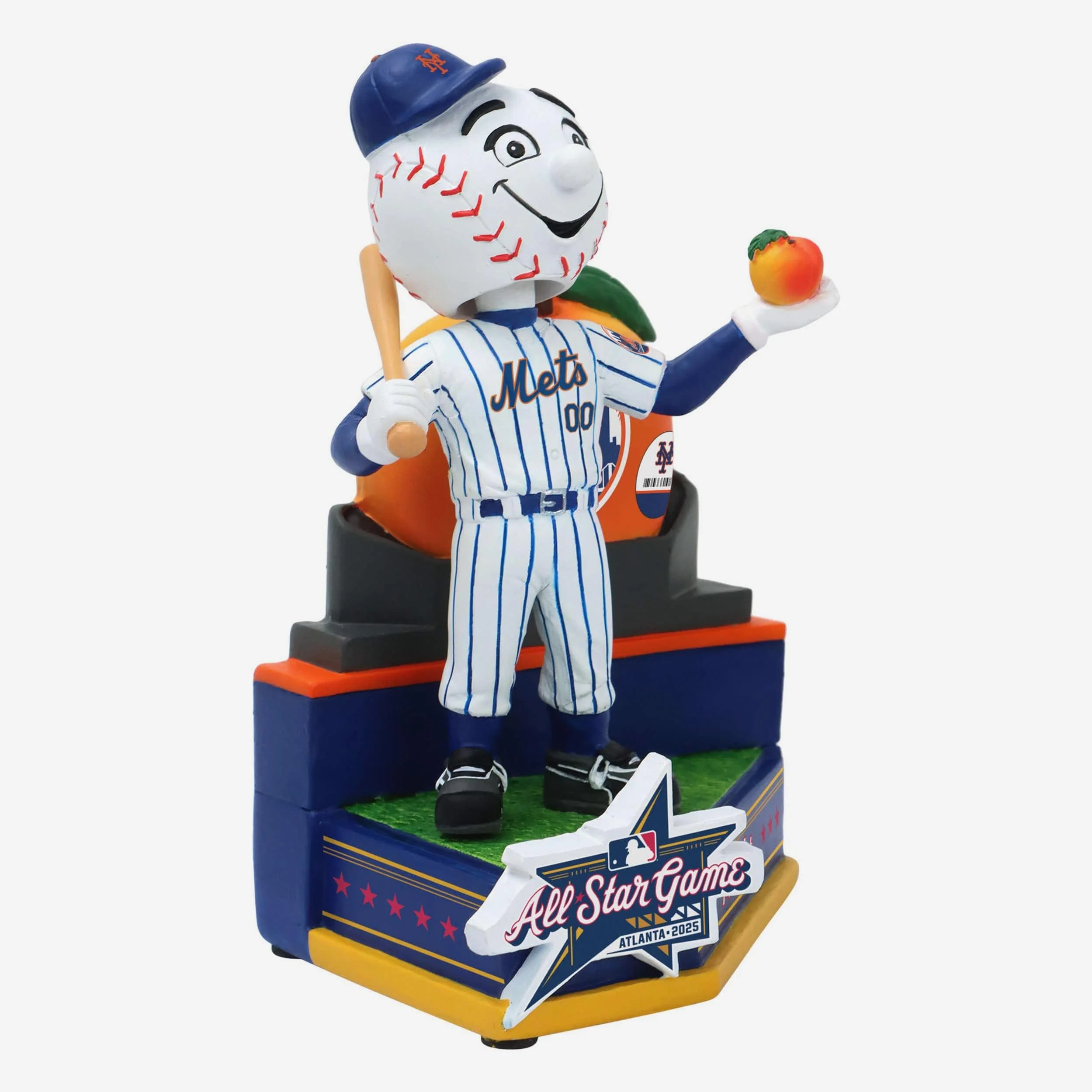 Mr Met New York Mets 2025 MLB All-Star Peach Mascot Mini Bobblehead Scene - Image 4