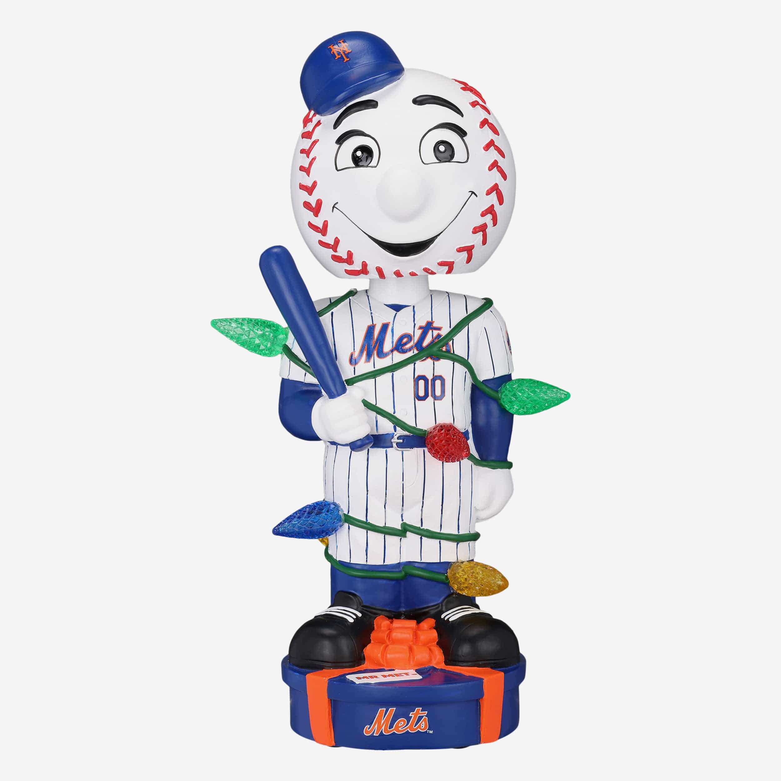Mr Met New York Mets Holiday Lights Mascot Bobblehead
