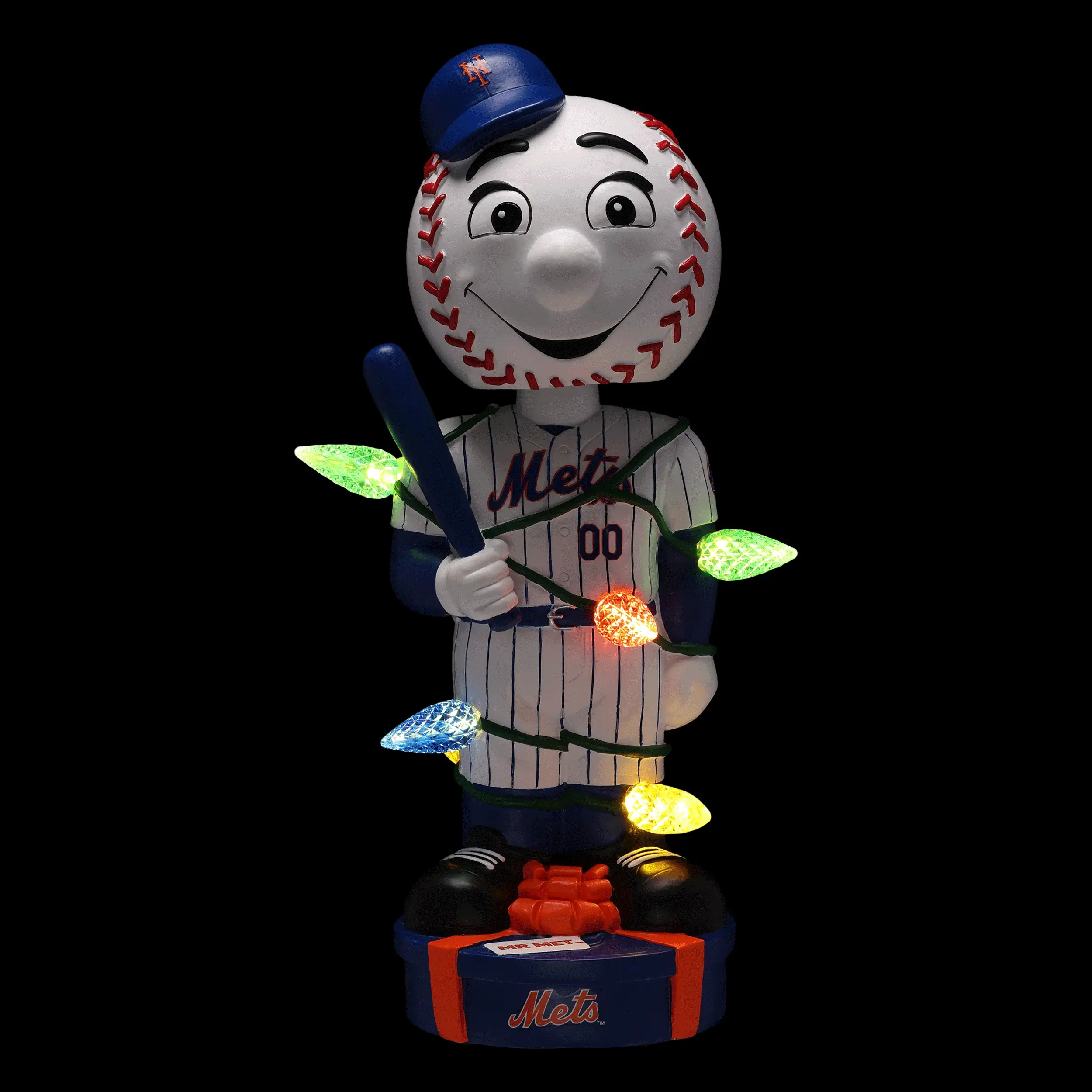 Mr Met New York Mets Holiday Lights Mascot Bobblehead - Image 2
