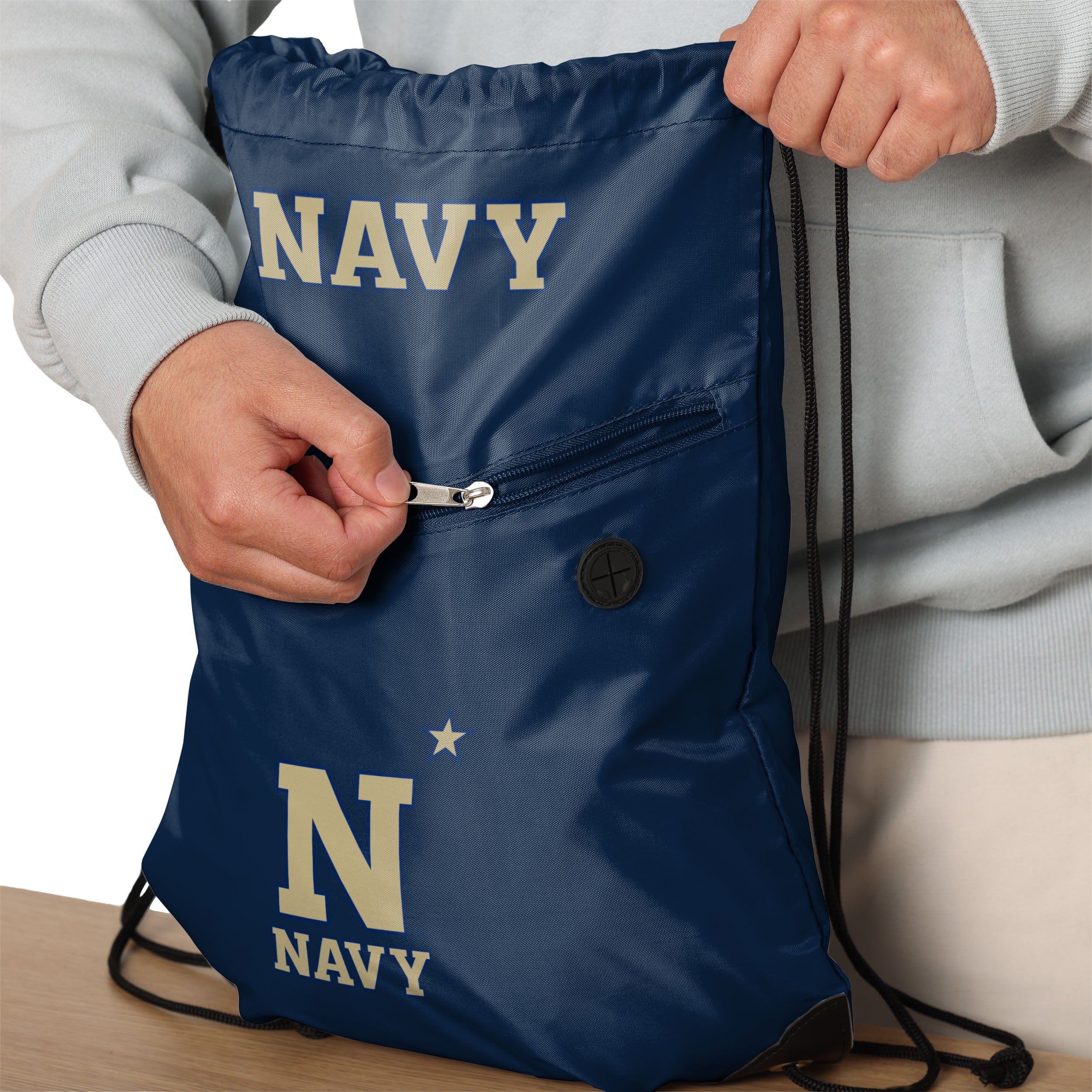 Navy Midshipmen Pocket Drawstring Backpack - Image 4