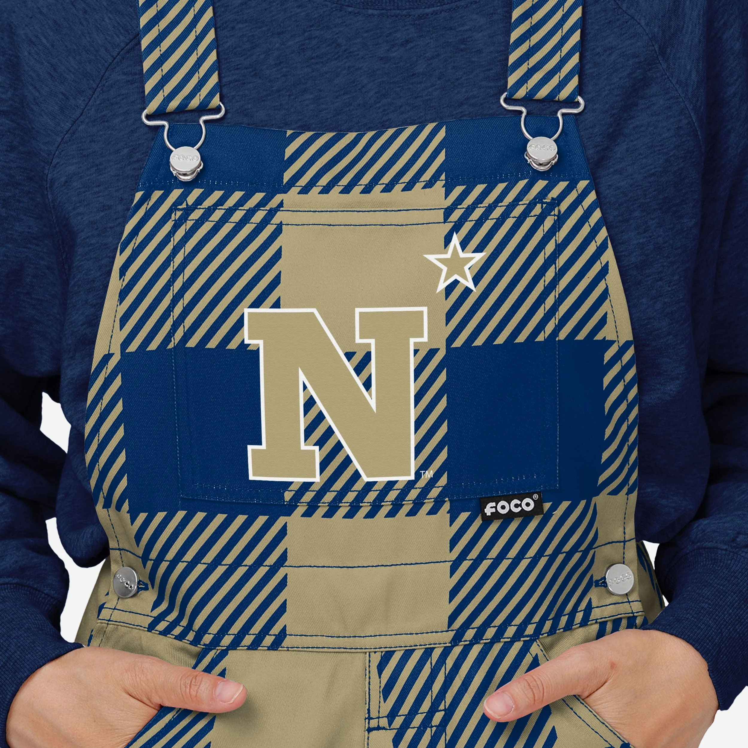 Navy Midshipmen Womens Plaid Bib Overalls - Image 4
