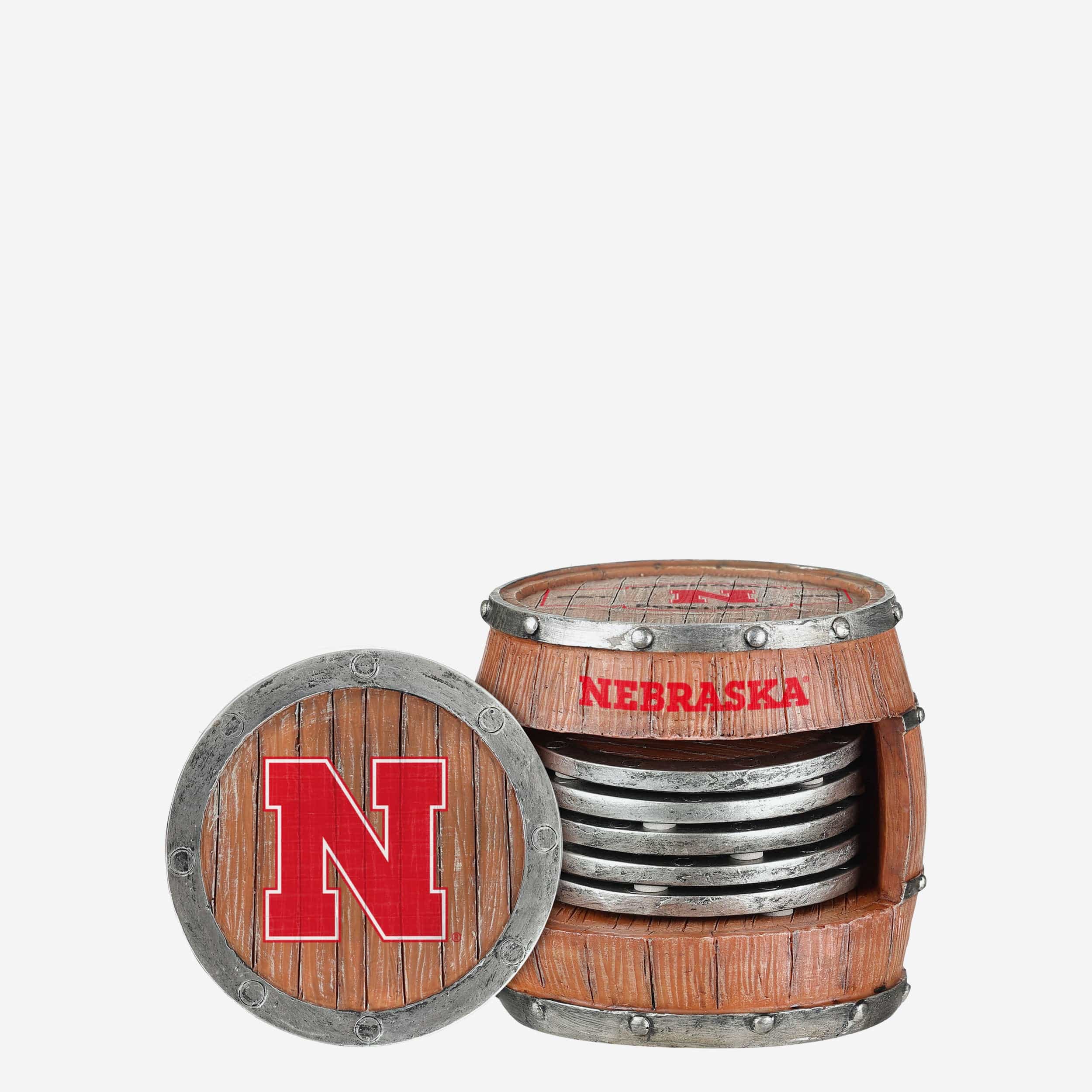 Nebraska Cornhuskers 5 Pack Barrel Coaster Set