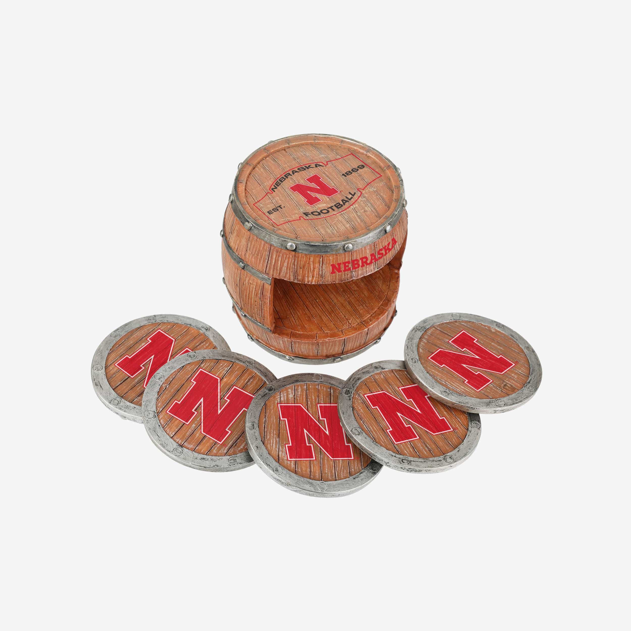 Nebraska Cornhuskers 5 Pack Barrel Coaster Set - Image 3
