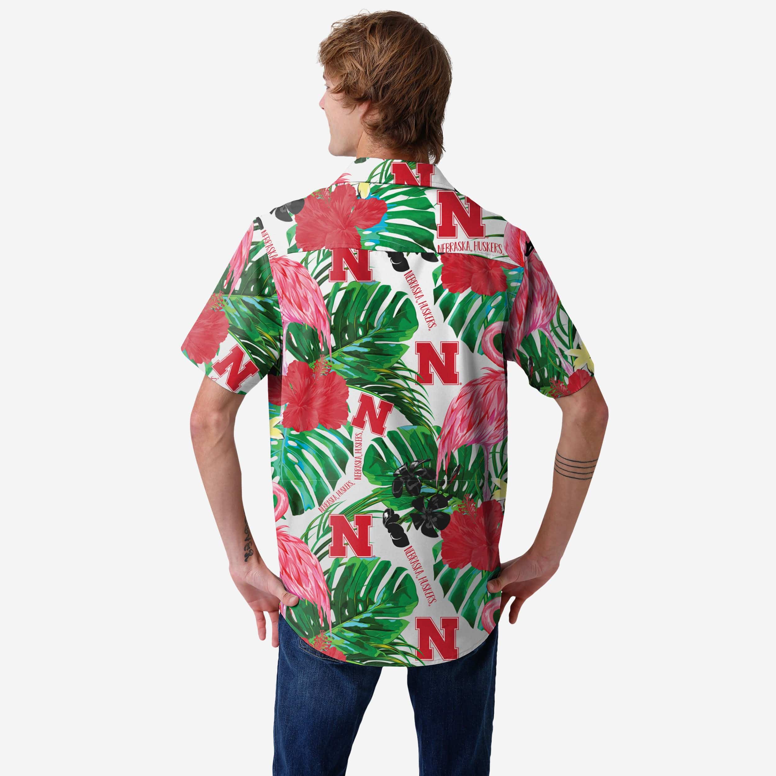 Nebraska Cornhuskers Flamingo Button Up Shirt - Image 2