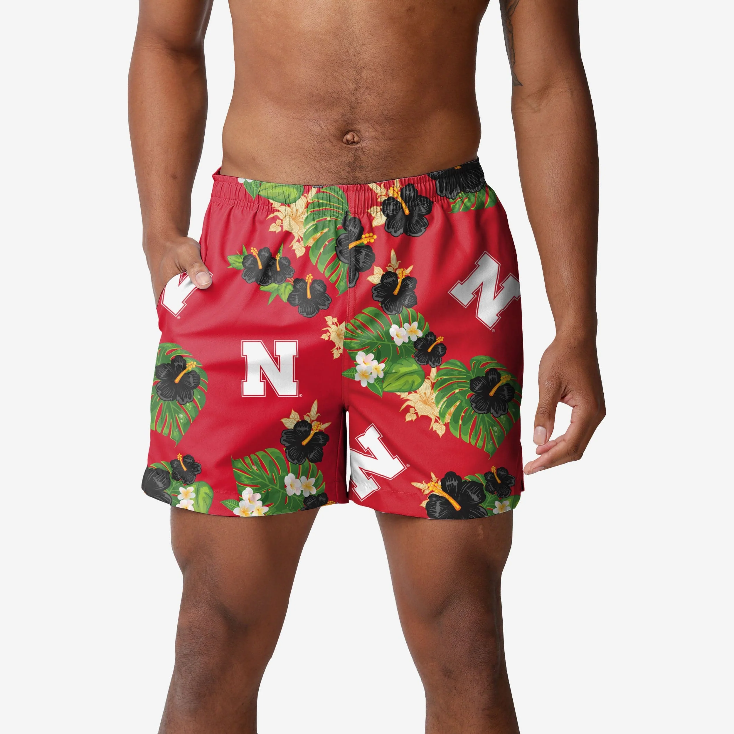 Nebraska Cornhuskers Floral Swimming Trunks