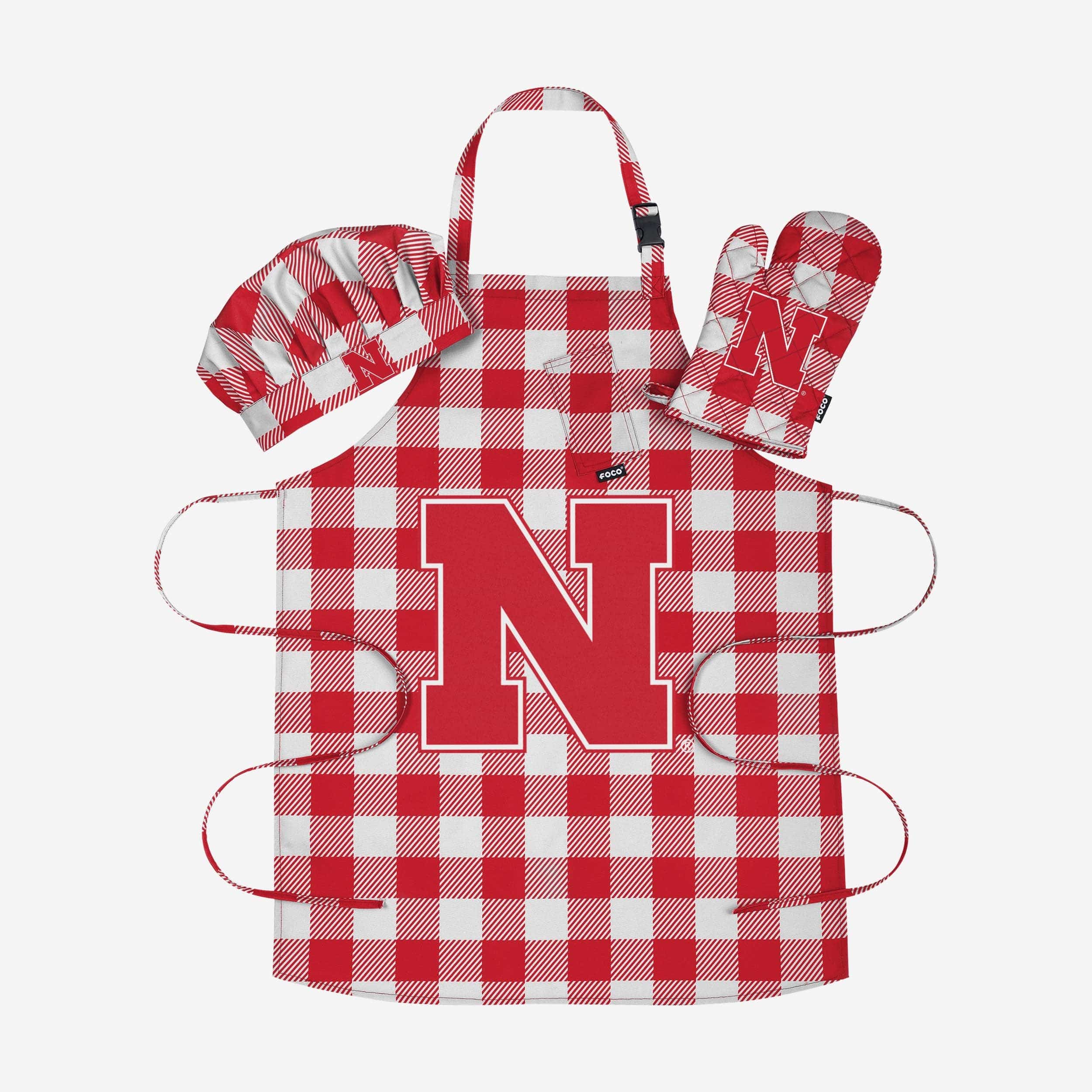 Nebraska Cornhuskers Plaid Chef Set